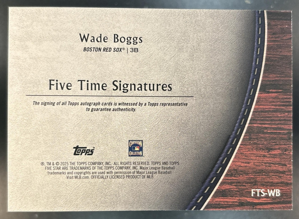 2025 Topps Five Star Wade Boggs Time Signature /50 #FTS-WB Auto Boston Red Sox
