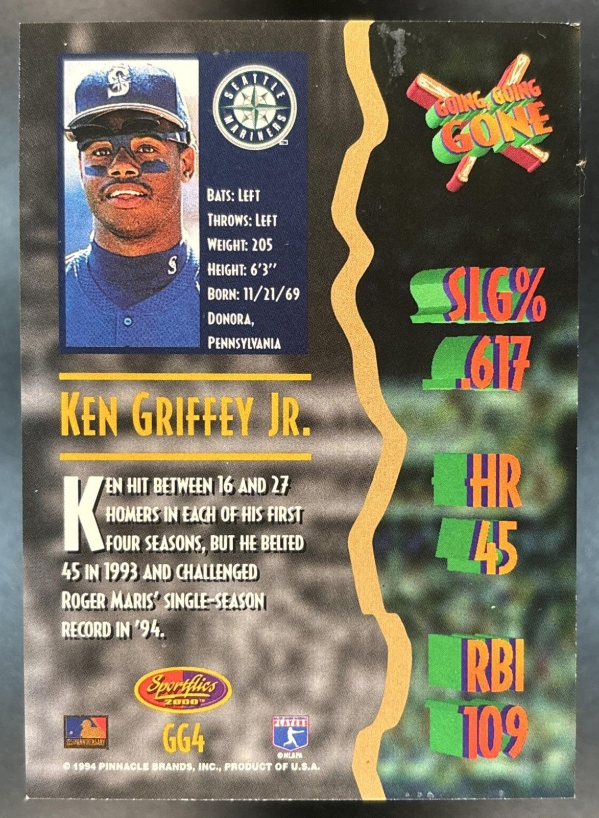 1994 Sportflics 2000 Rookie & Traded Going Gone GG4 Ken Griffey Jr. Mariners