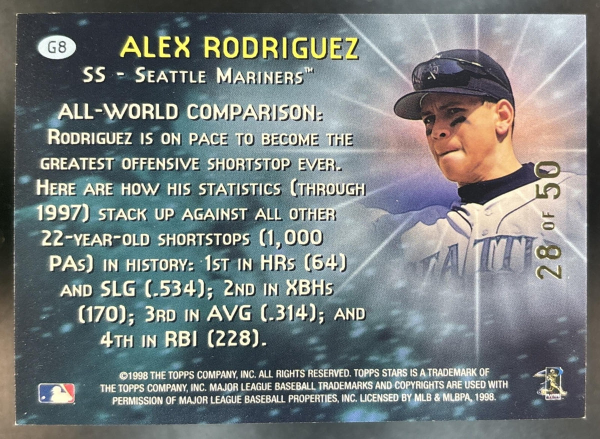 1998 Topps Stars Alex Rodriguez Galaxy Gold RARE! /50 #G8 Seattle Mariners