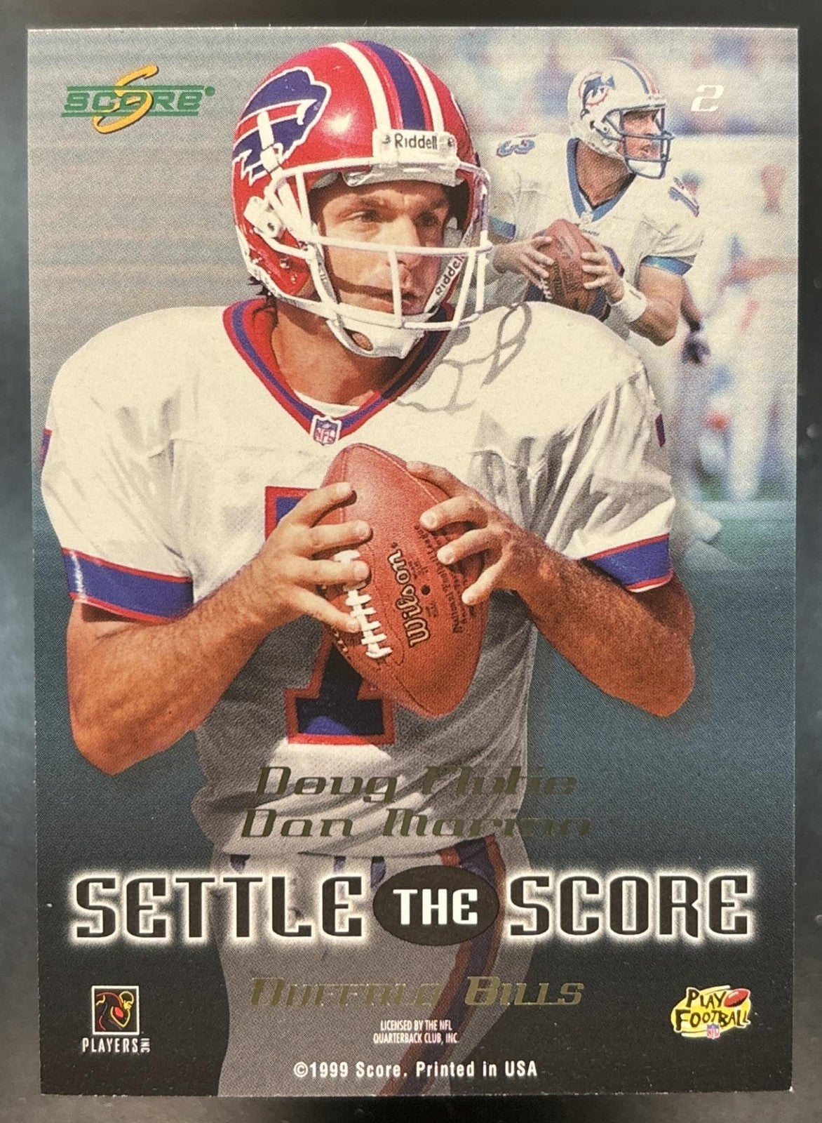1999 Score Dan Marino Doug Flutie Settle the Score Insert #2 Dolphins / Bills