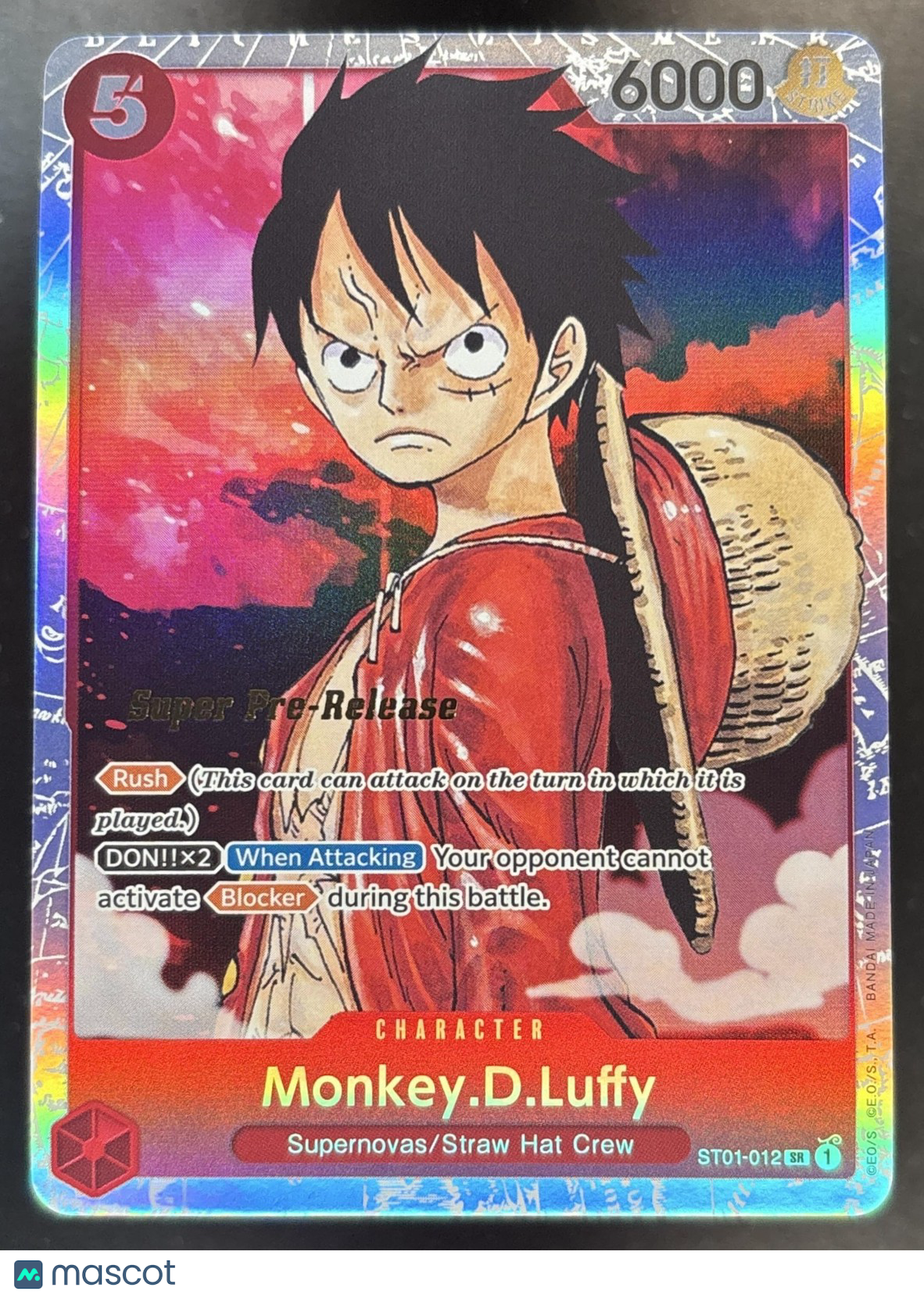 2022 One Piece Foil Super Pre-Release Straw Hat Crew- Monkey.D.Luffy #ST01-012