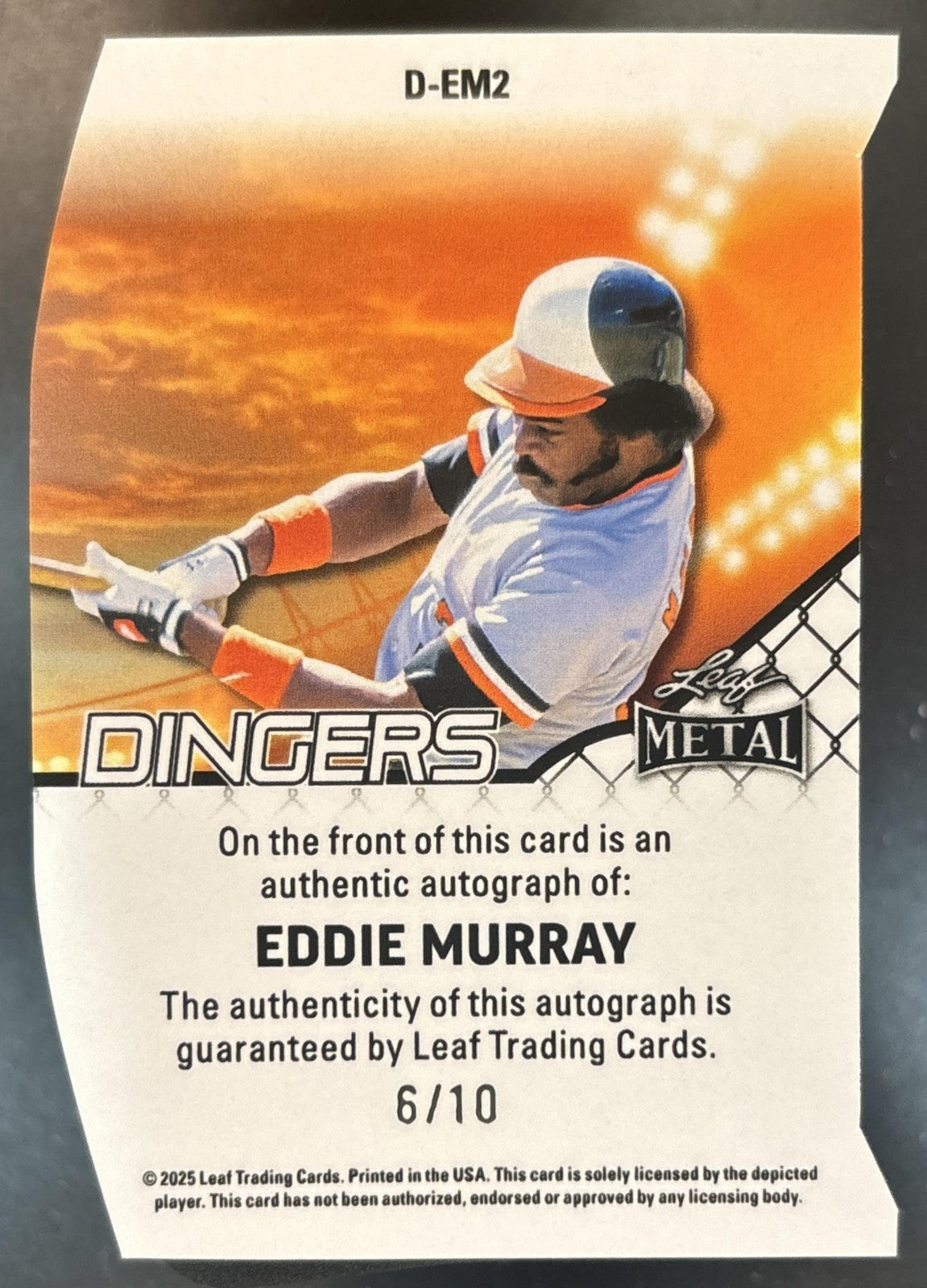 2025 Leaf Metal Eddie Murray Dingers Crystal Silver /10 #D-EM2 Auto