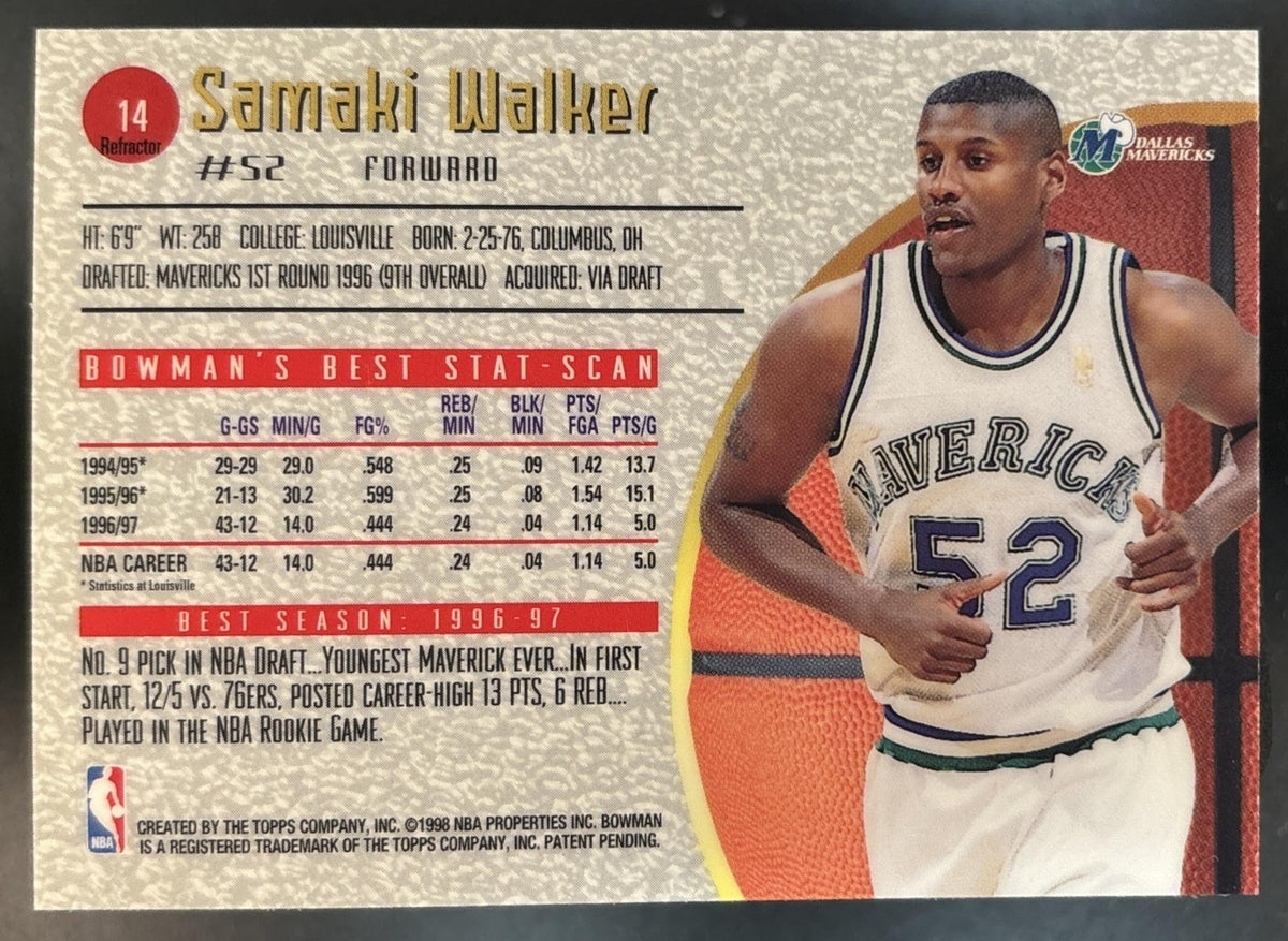 1997-98 Bowman's Best Samaki Walker Refractor #14 Dallas Mavericks