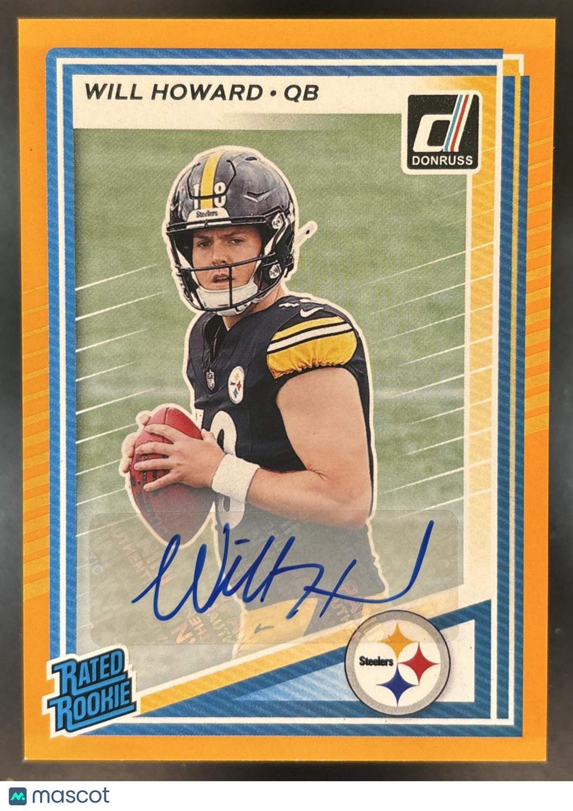 2025 Panini Donruss Will Howard Auto Orange #309 RC Pittsburgh Steelers