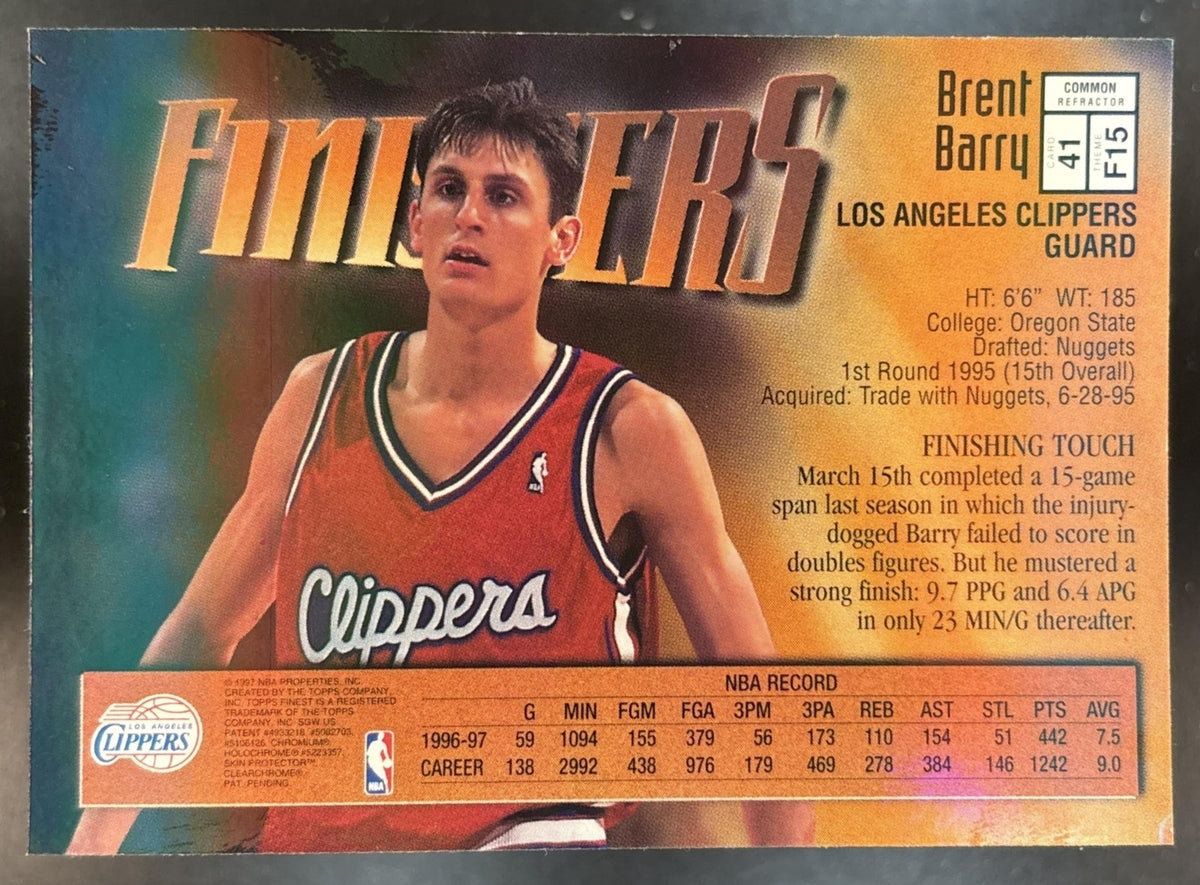 1997-98 Topps Finest Brent Barry Refractor #41 Bronze Los Angeles Clippers