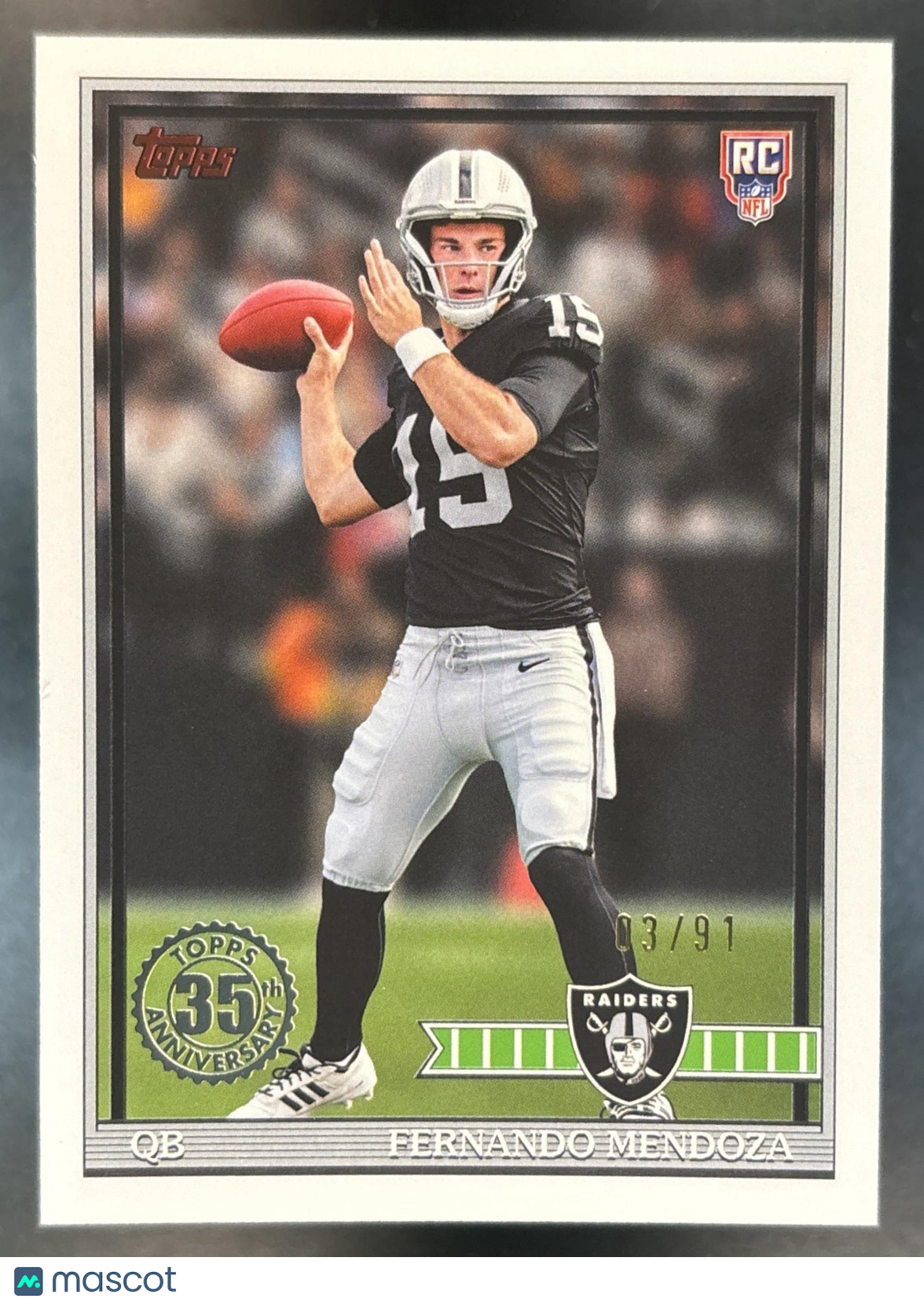 2026 Topps Fernando Mendoza 1991 Rookie The Real One /91 RC Las Vegas Raiders