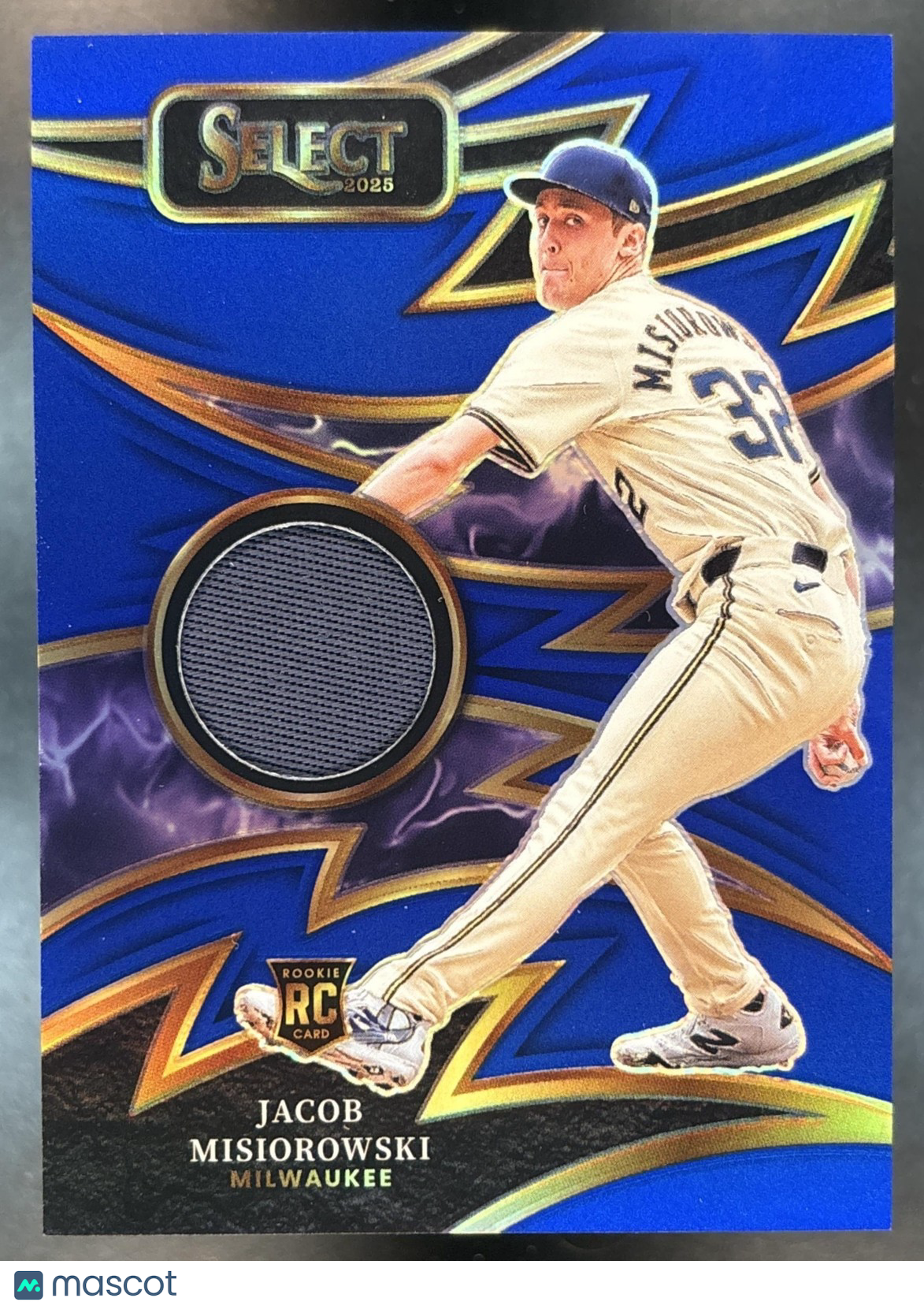 2025 Select Jacob Misiorowski Sparks Relics Blue /49 MEM RC Milwaukee Brewers