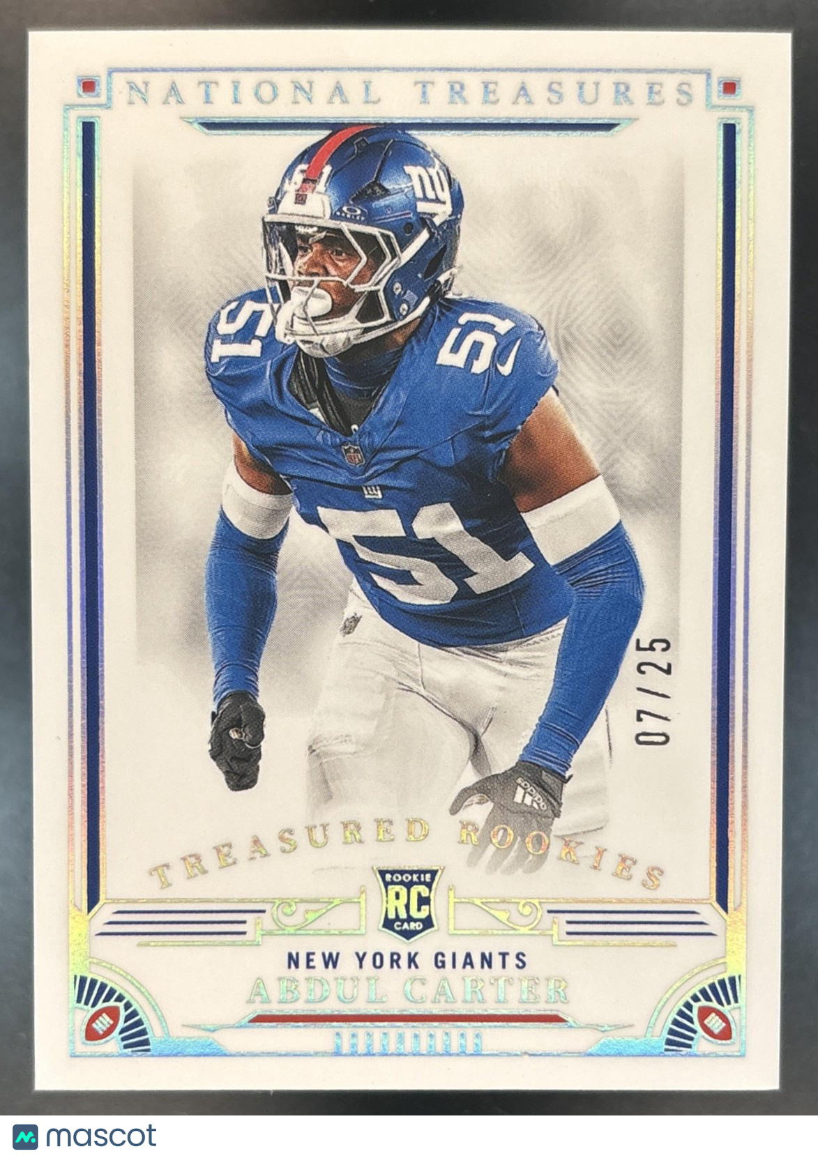 2025 National Treasures Abdul Carter Treasured Rookies Silver /25 #29 RC Giants