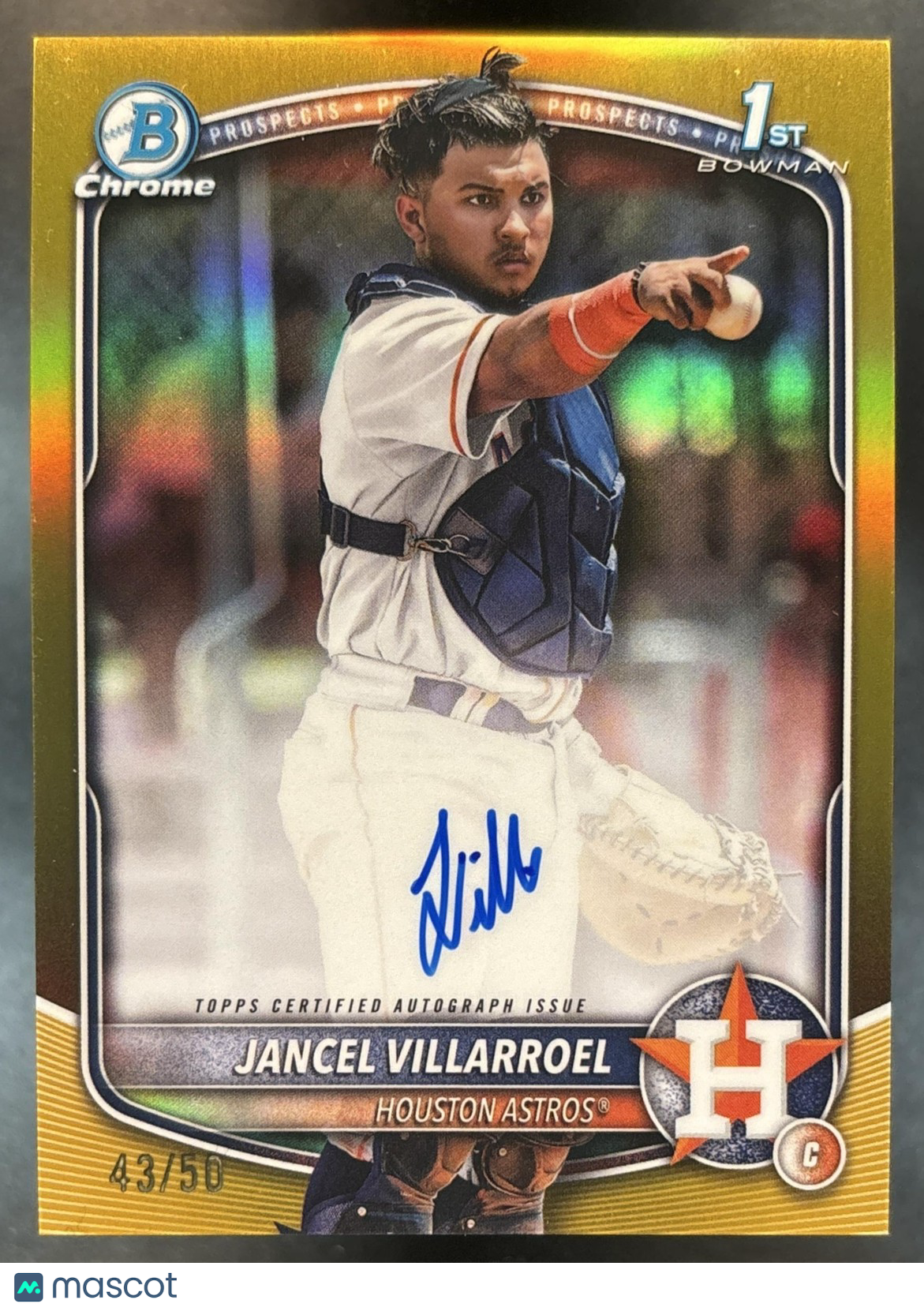 2025 Bowman Jancel Villarroel Chrome Auto Gold /50 1st Prospect Houston Astros