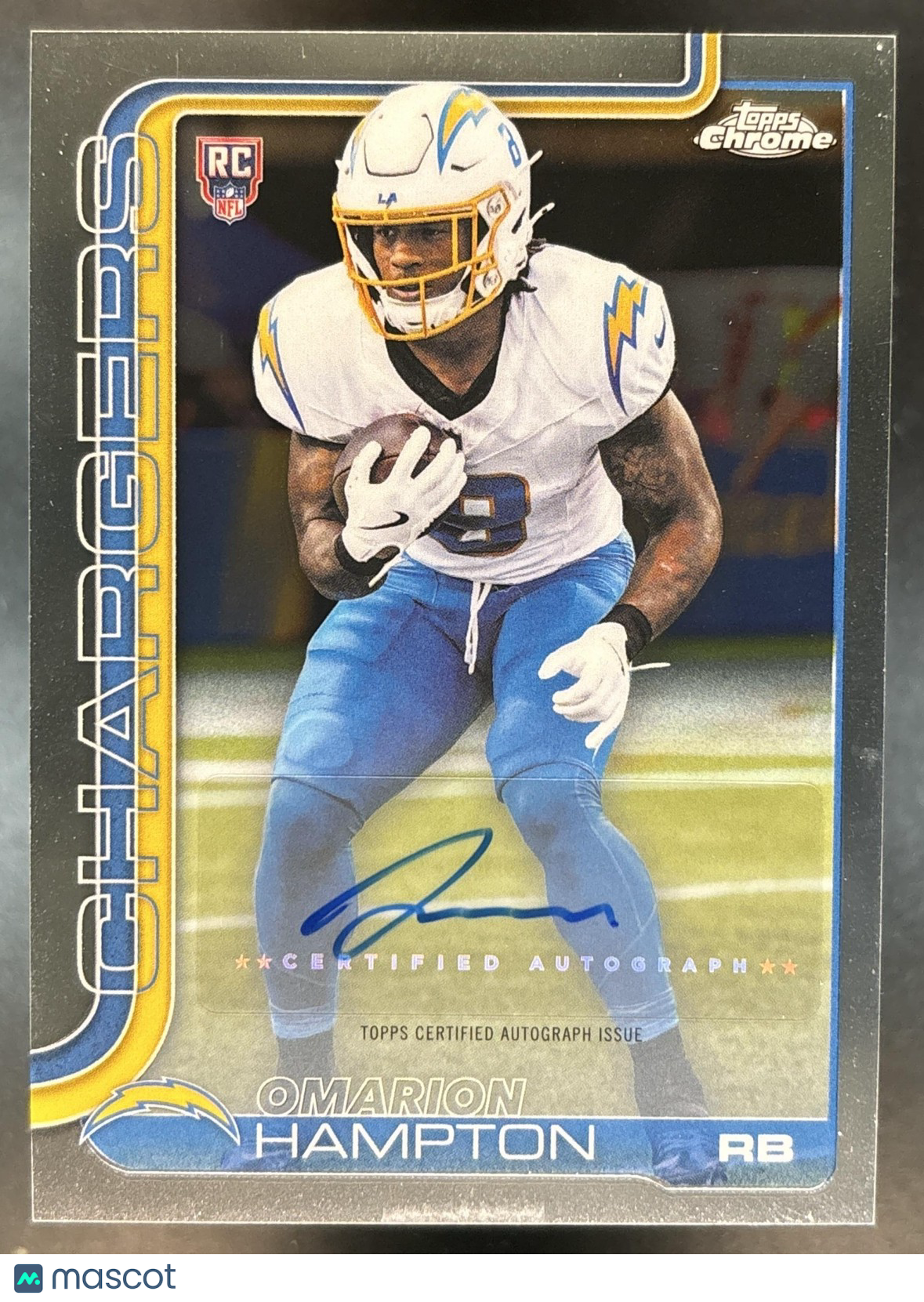 2025 Topps Chrome Omarion Hampton Rookie Auto #RA-OH RC Los Angeles Chargers
