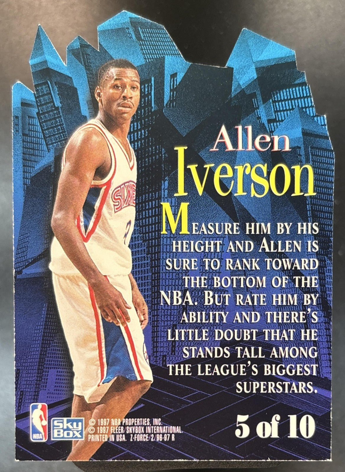 1996-97 Skybox Z-Force Allen Iverson Little Big Men #5 RC Philadelphia 76ers