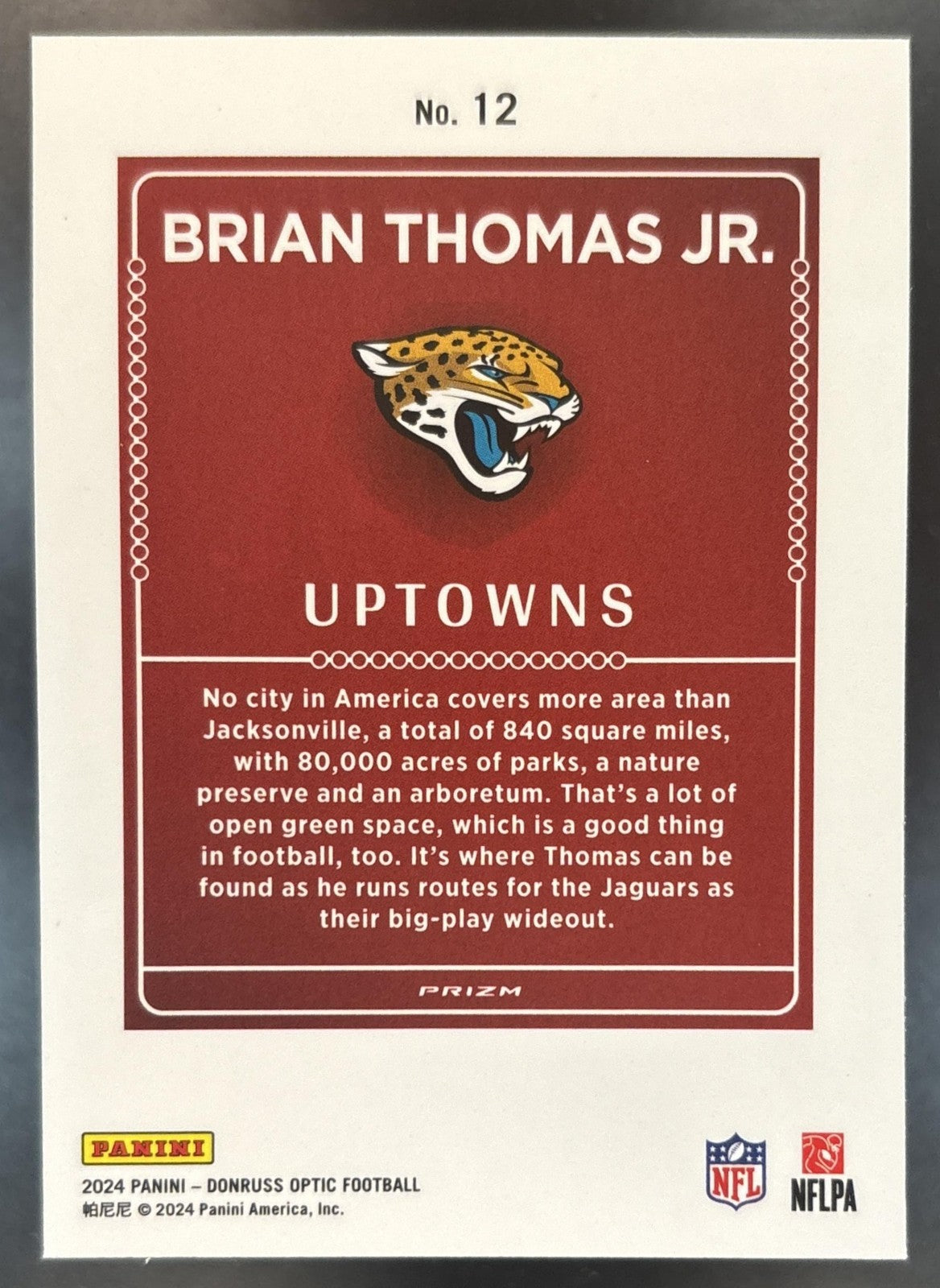 2024 Panini Donruss Optic Brian Thomas Jr. Uptown #12 RC Jacksonville Jaguars