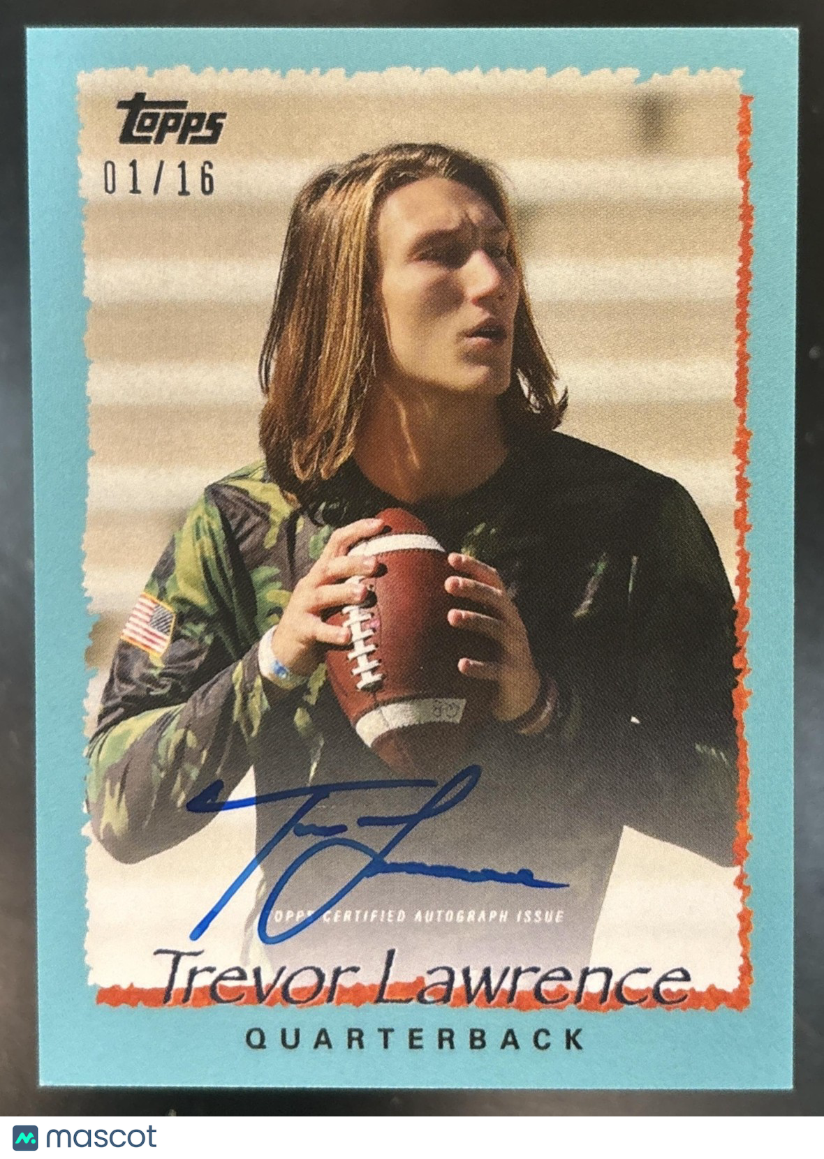 2021 Topps x Trevor Lawrence Auto Teal 1/16 #29-A RC