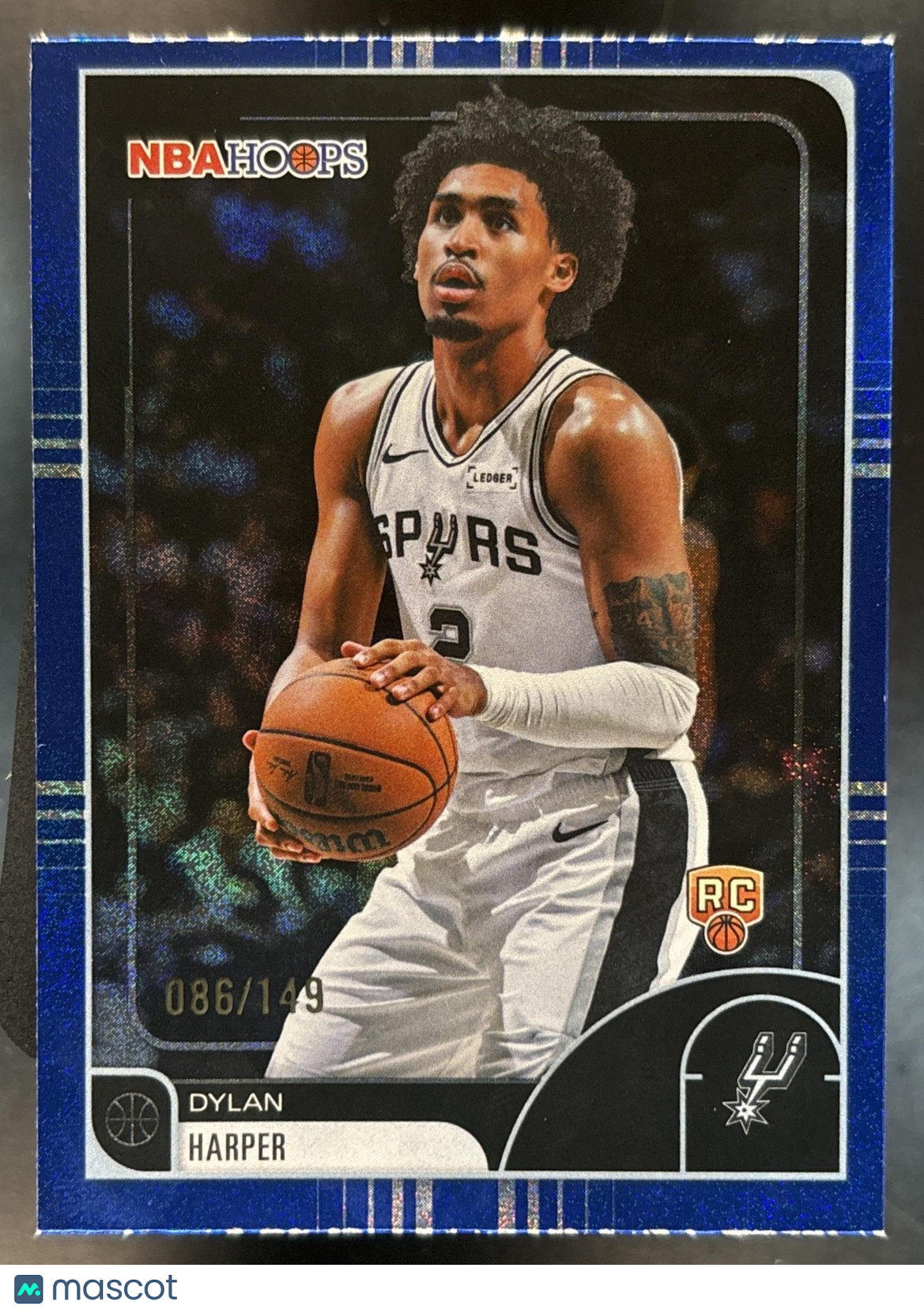 2025-26 Topps Hoops Dylan Harper Light Burst Blue /149 #7 RC San Antonio Spurs