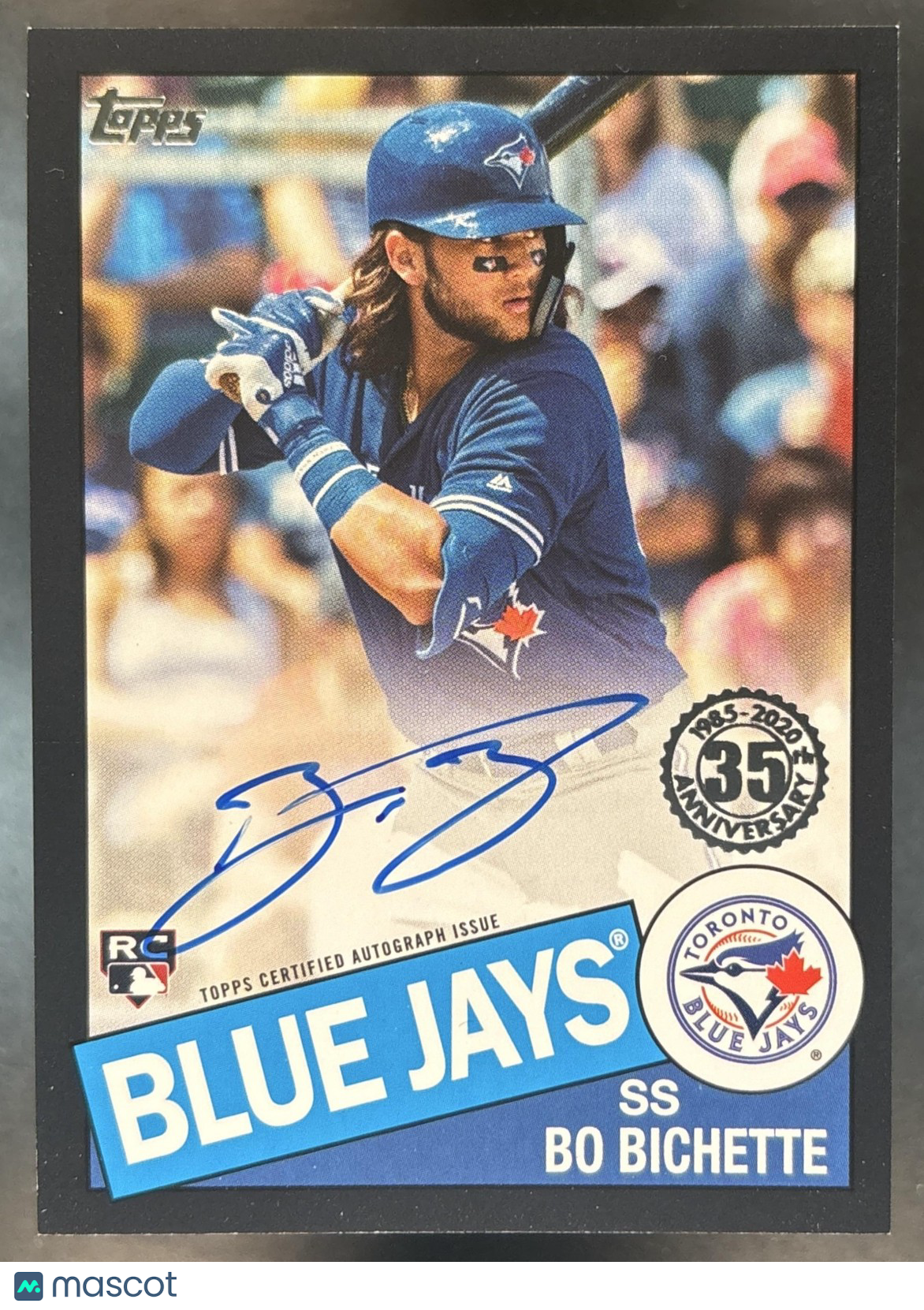 2020 Topps Bo Bichette 1985 35th Anniversary Auto Black /199 RC Blue Jays