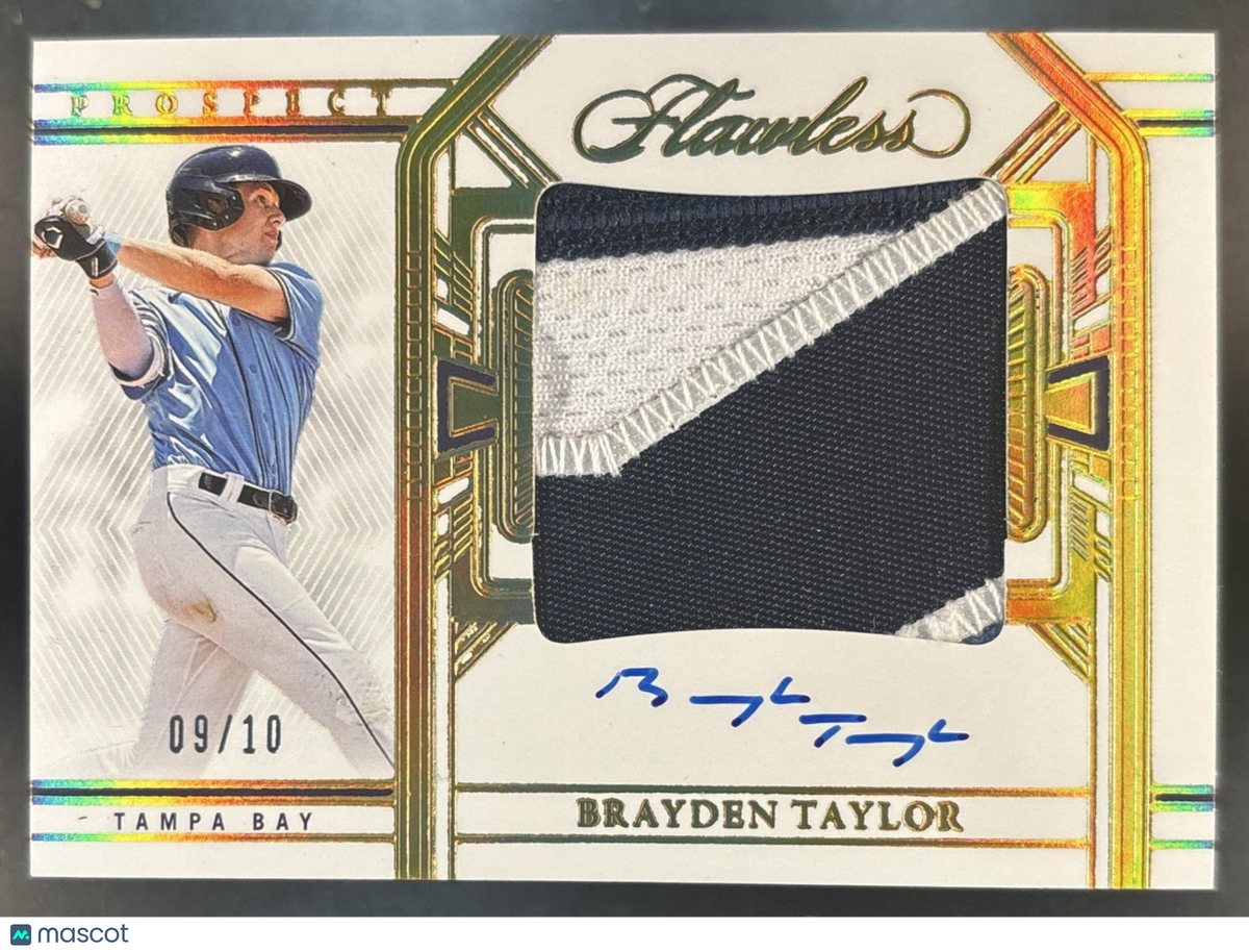 2024 Panini Flawless Brayden Taylor Prospect Patch Auto Gold /10 Tampa Bay Rays