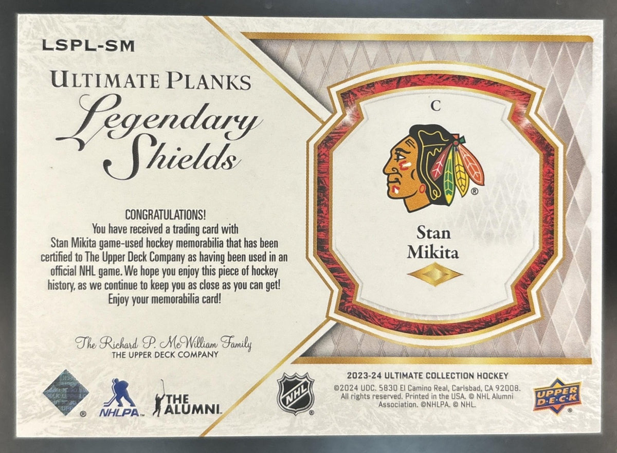 2023-24 Upper Deck Ultimate Collection Stan Mikita Planks Legendary Shields /49