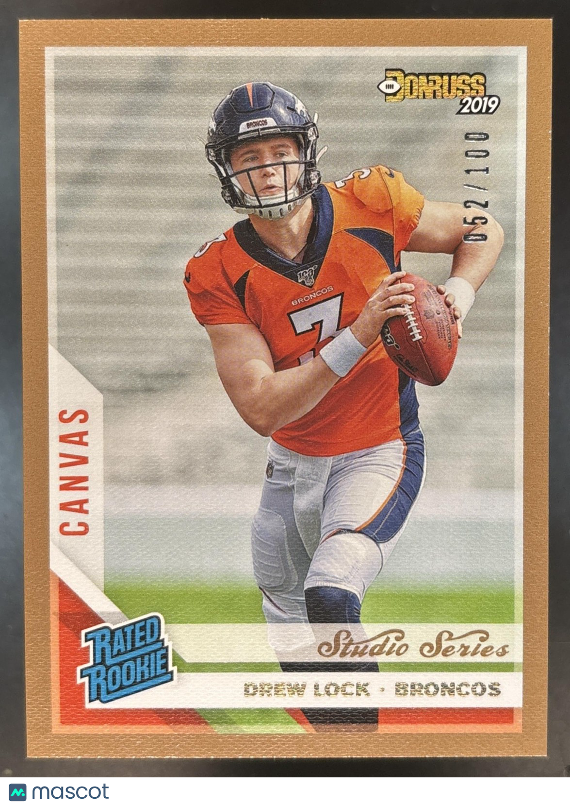 2019 Panini Donruss Drew Lock Canvas Studio Series /100 #303 RC Denver Broncos