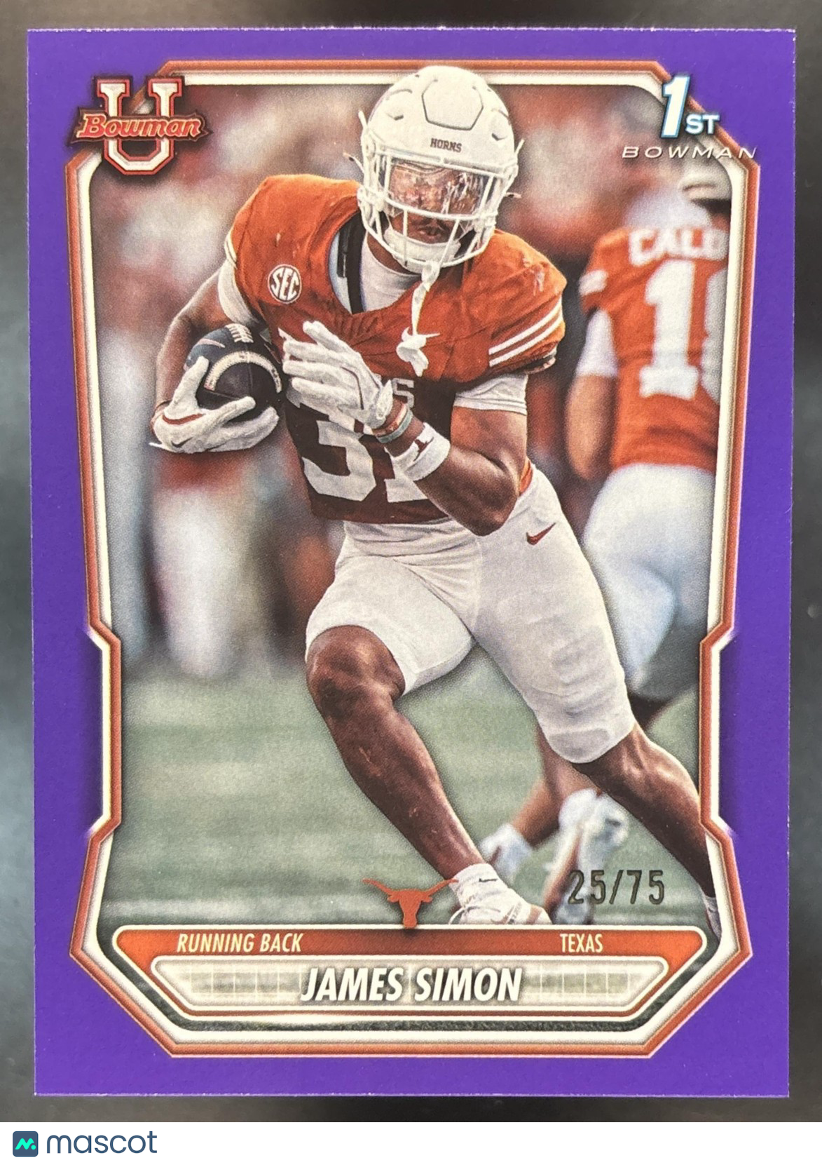 2026 Bowman James Simon Paper Purple /75 #BPP-62 1st Prospect Texas Longhorns