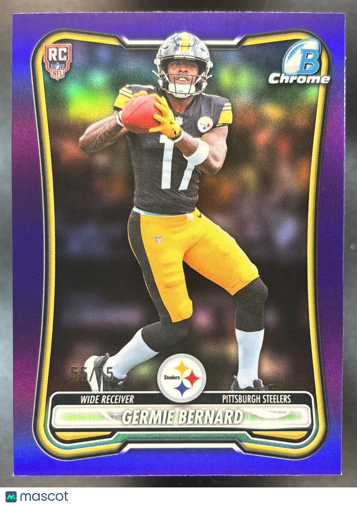2026 Bowman Germie Bernard Chrome NFL Purple /75 #BCV-124 RC Pittsburgh Steelers