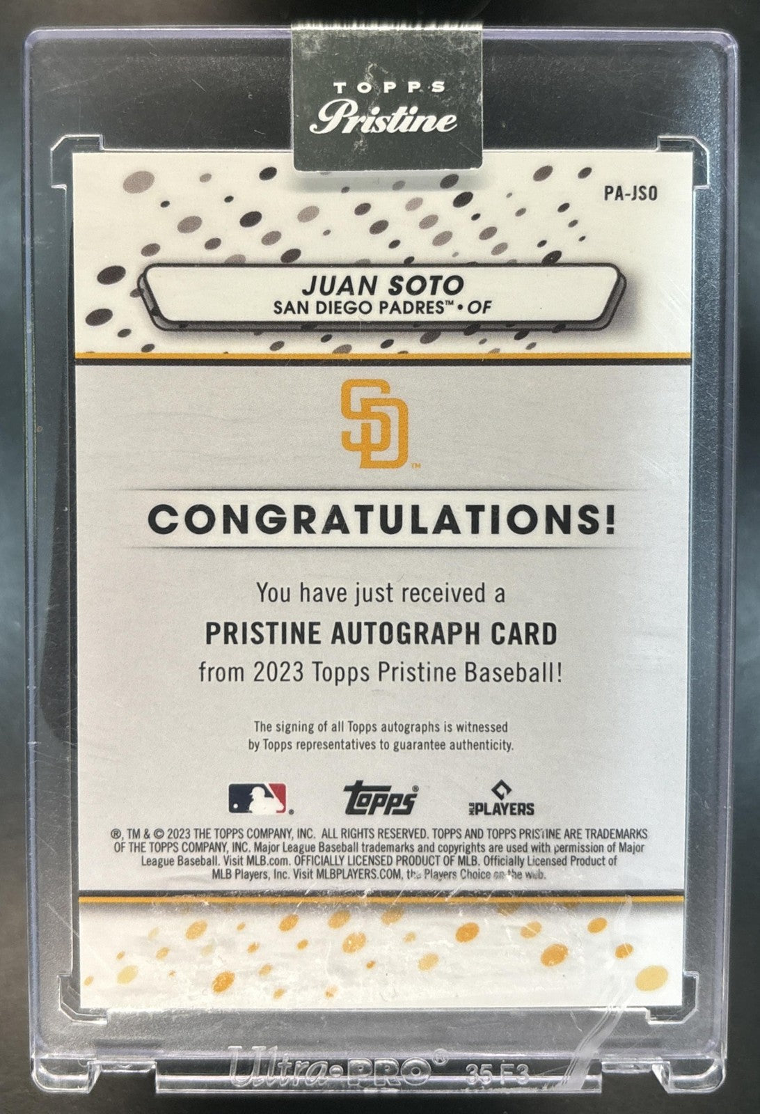 2023 Topps Pristine Juan Soto Auto #PA-JSO San Diego Padres