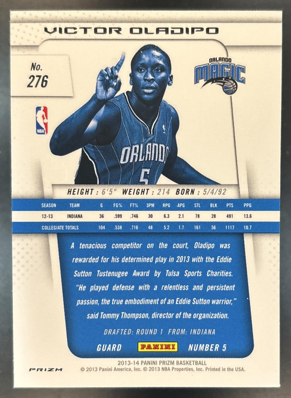 2013-14 Panini Prizm Victor Oladipo Prizms Blue #276 RC Orlando Magic