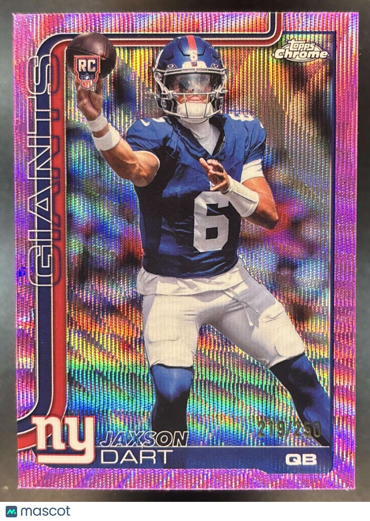 2025 Topps Chrome Jaxson Dart Rookie Pink Wave /250 #306 RC New York Giants