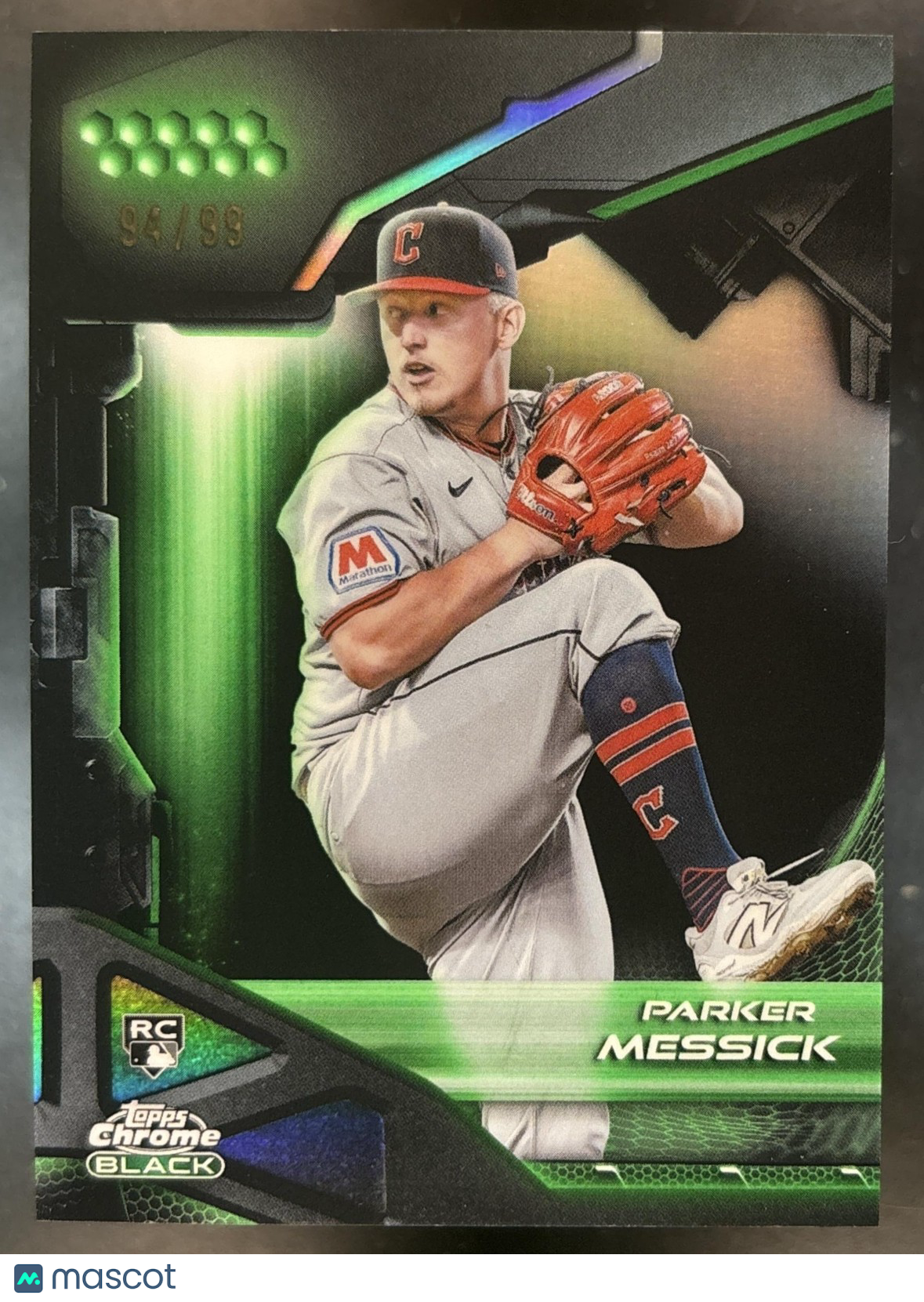 2026 Topps Chrome Black Parker Messick Green /99 #52 RC Cleveland Guardians
