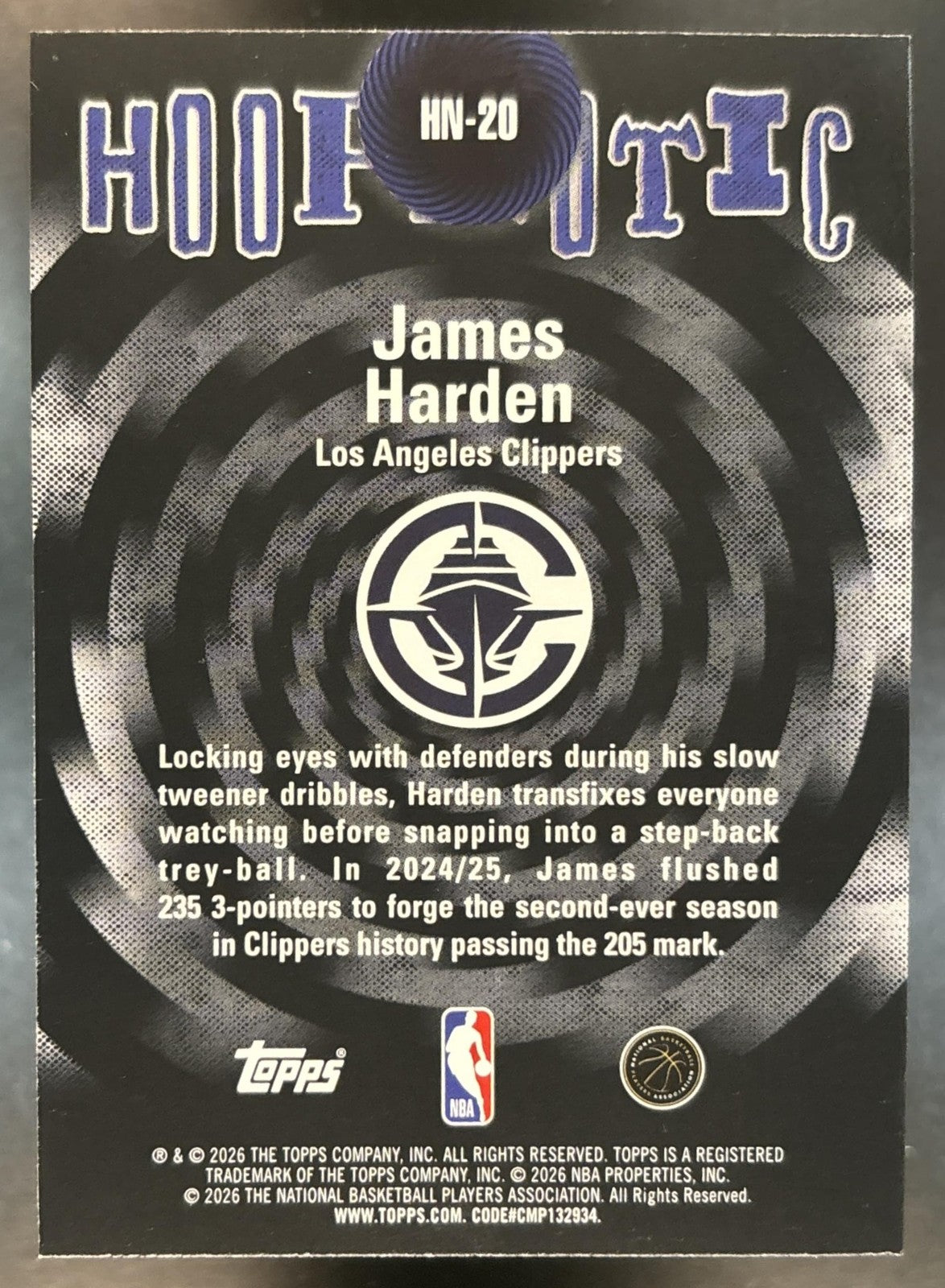 2025-26 Topps Hoops James Harden Hoopnotic #HN-20 SSP Los Angeles Clippers