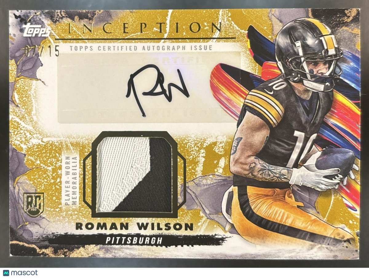 2024 Topps Inception Roman Wilson Provenance Patch Auto Gold /15 MEM RC Steelers