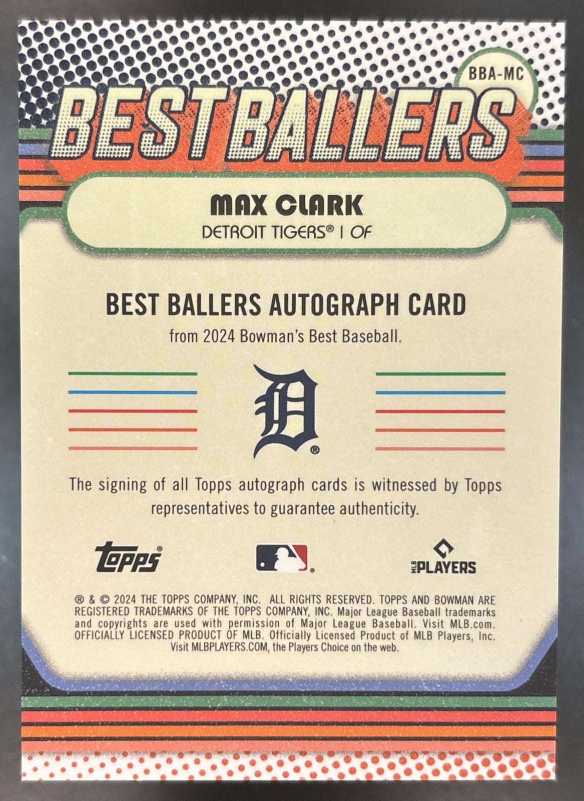 2024 Bowman's Best Max Clark Ballers Auto /250 #BBA-MC Detroit Tigers