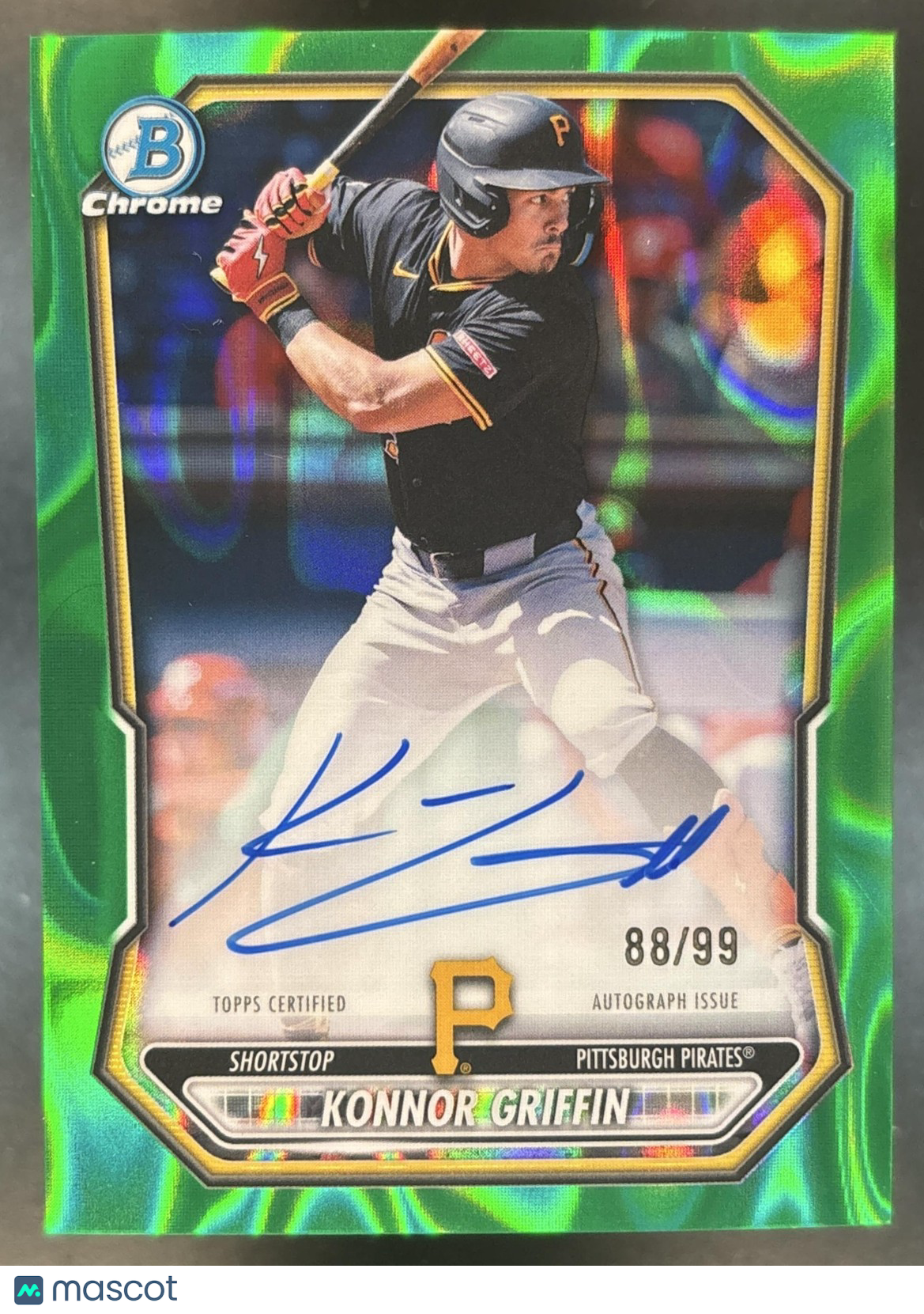 2026 Bowman Konnor Griffin Chrome Prospect Auto Green Lava /99 Pirates