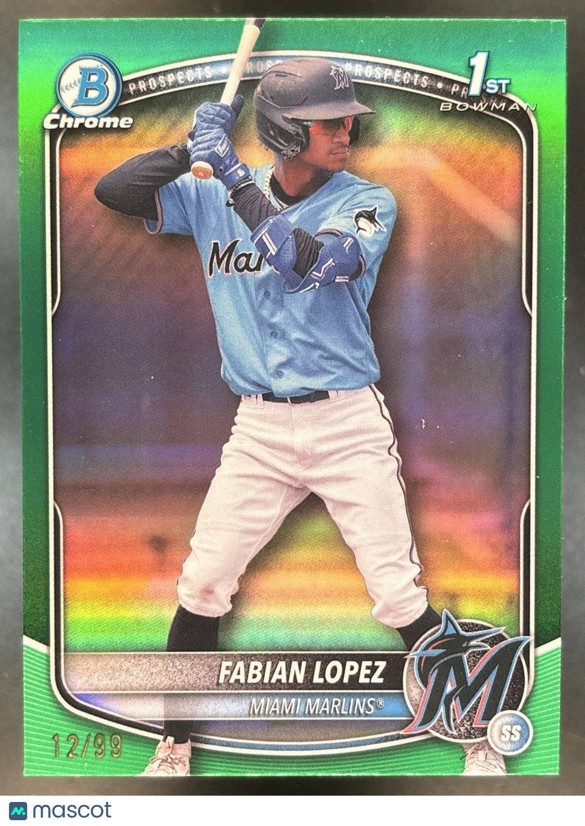 2025 Bowman Fabian Lopez Chrome Green /99 #BCP-19 1st Prospect Miami