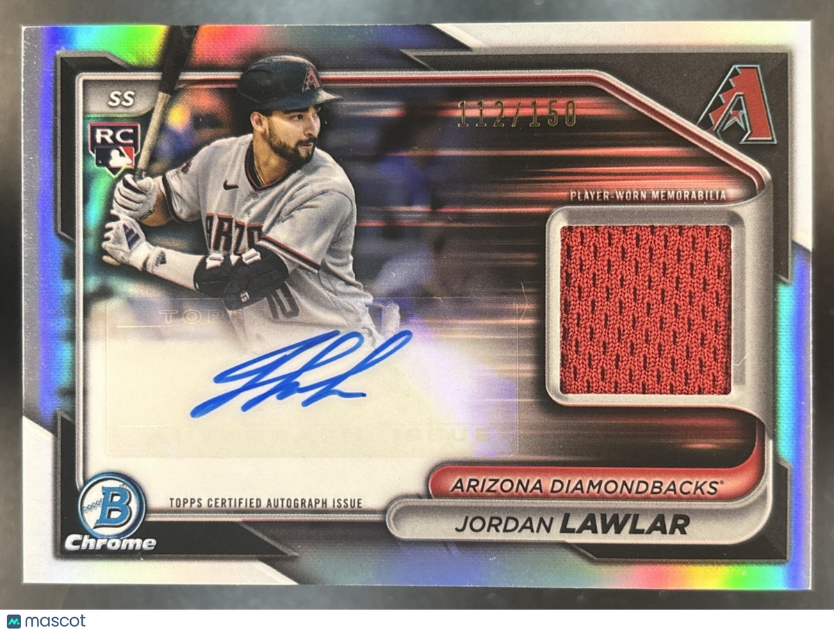 2024 Bowman Chrome Jordan Lawlar Auto Relics /150 RC Arizona Diamondbacks