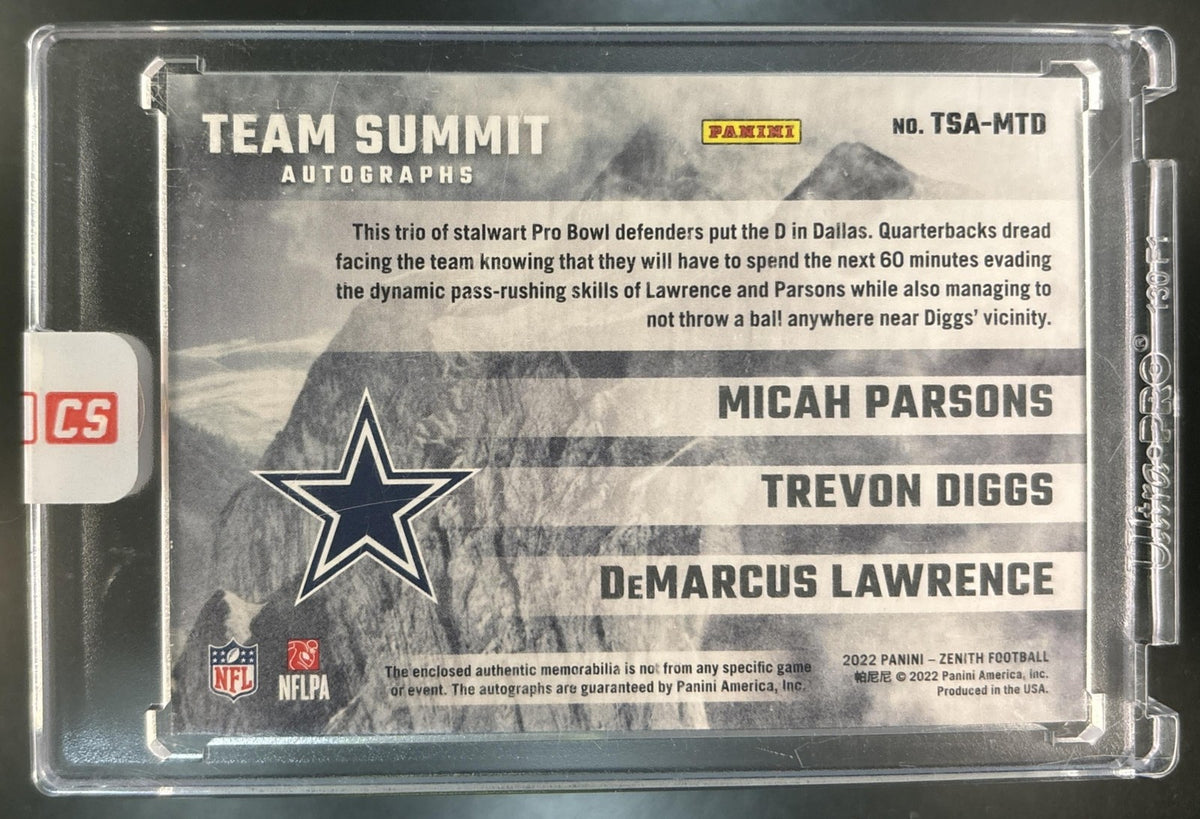 2022 Zenith Micah Parsons Trevon Diggs DeMarcus Lawrence Team Summit Auto /149