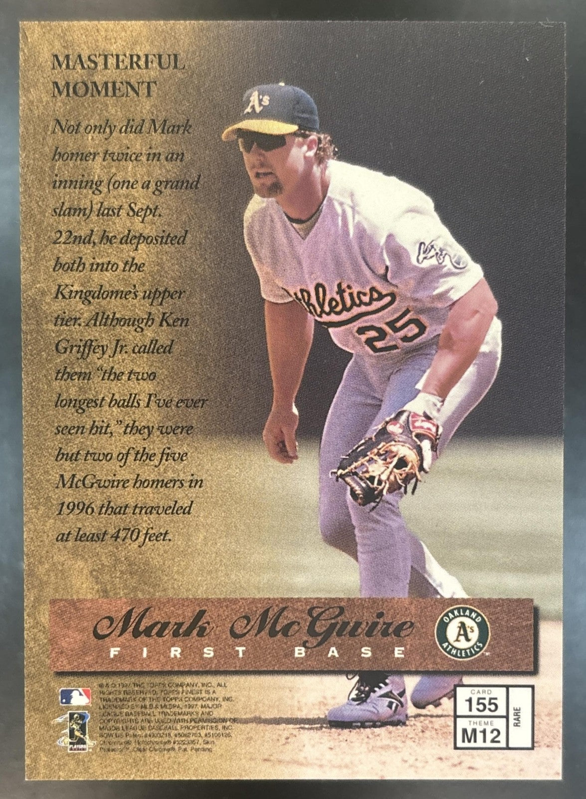 1997 Topps Finest Mark McGwire #155 Oakland Athletics
