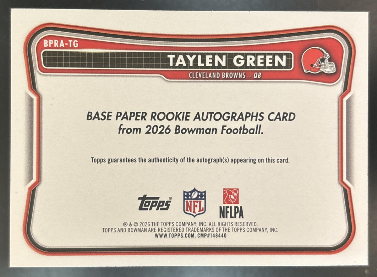 2026 Bowman Taylen Green Paper Auto /99 #BPRA-TG RC Cleveland Browns