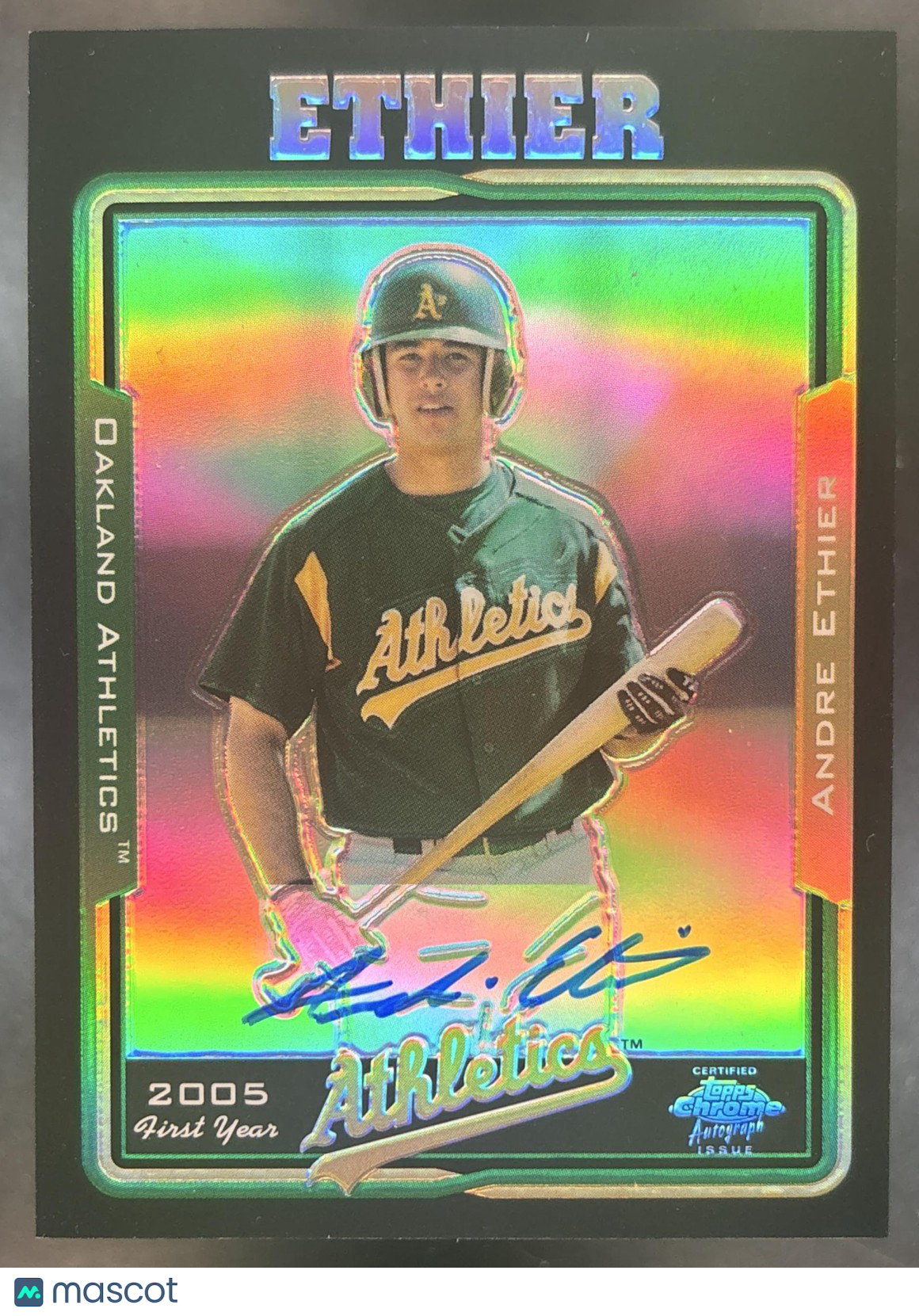 2005 Topps Chrome Andre Ethier Auto Refractor #221 RC Oakland Athletics