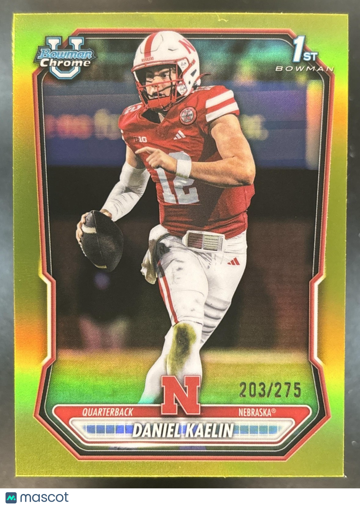 2026 Bowman Daniel Kaelin Chrome Yellow /275 #BCP-176 1st Prospect Cornhuskers