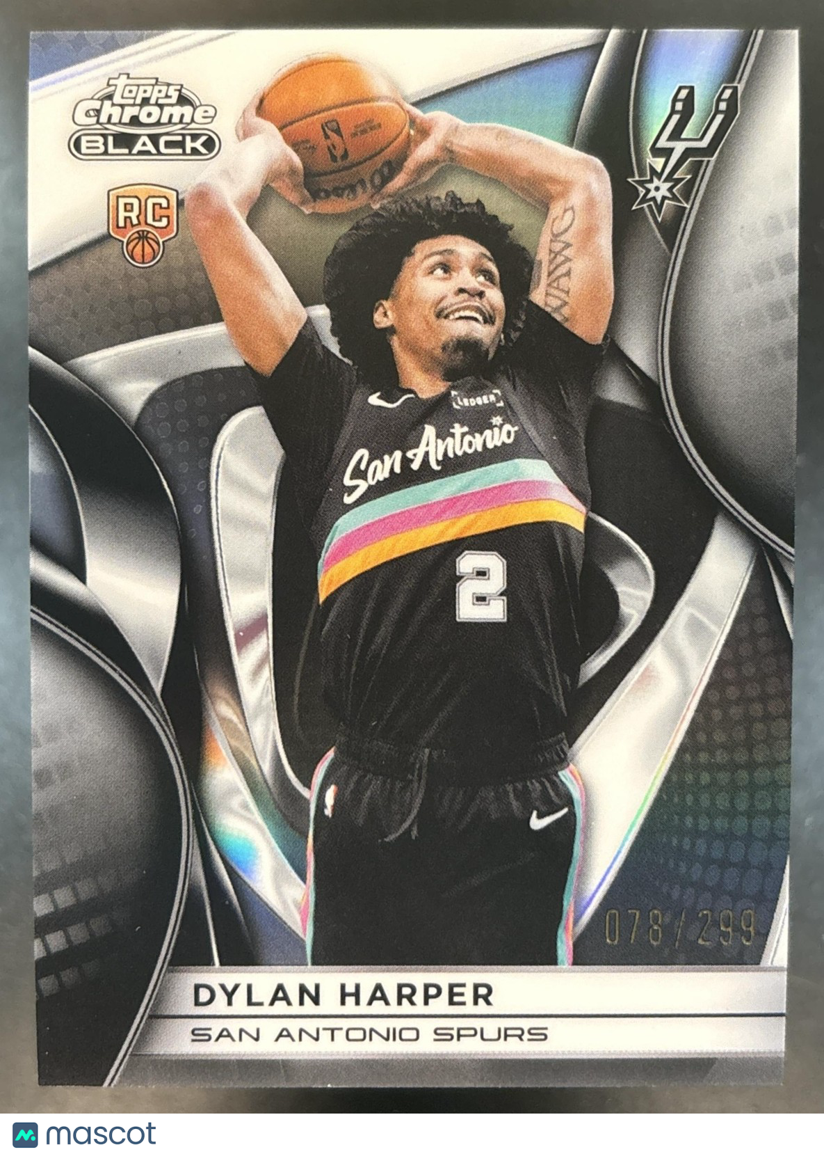 2025-26 Topps Chrome Black Dylan Harper Refractor /299 #102 RC San Antonio Spurs