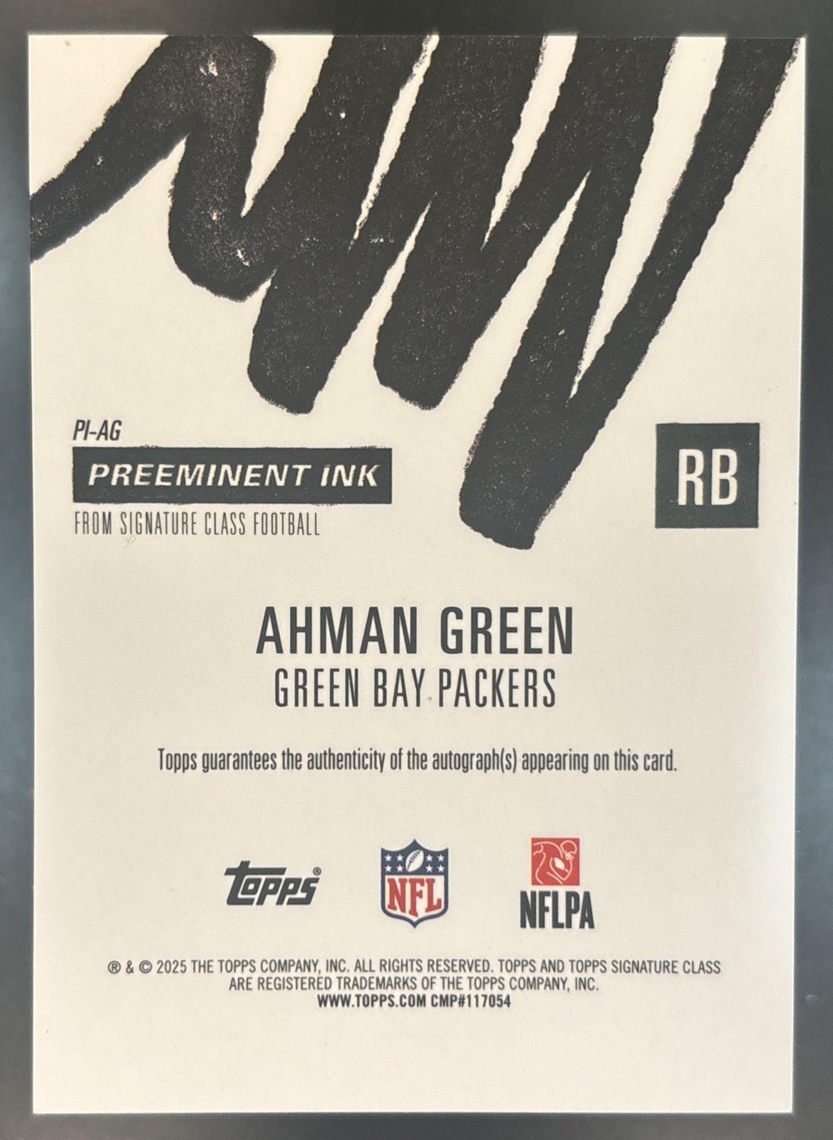 2025 Topps Signature Class Ahman Green Preeminent Ink Auto Black /10 Packers