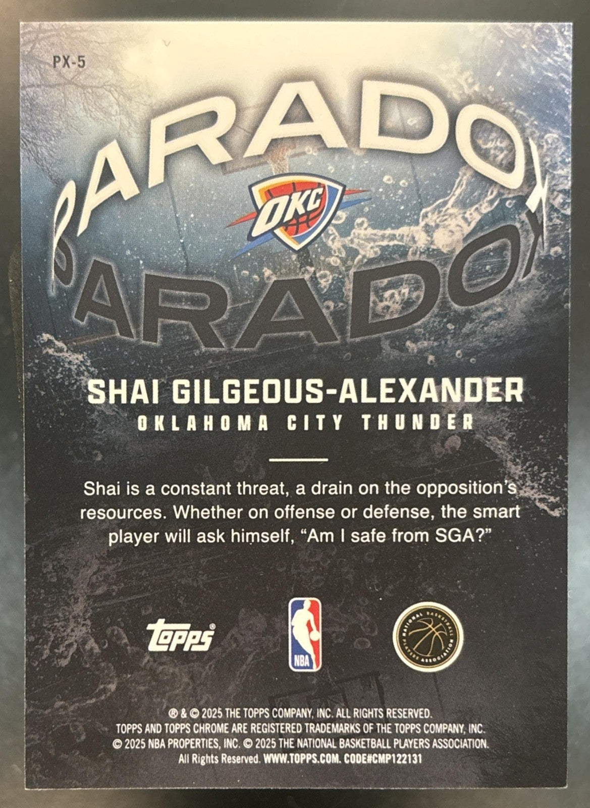 2025-26 Topps Chrome Shai Gilgeous-Alexander Paradox SSP Oklahoma City Thunder