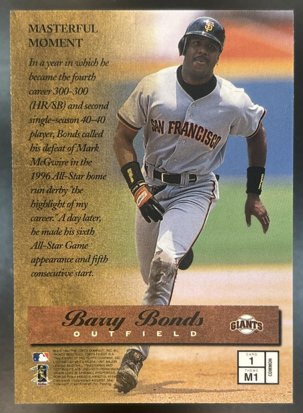 1997 Topps Finest Barry Bonds #1 San Francisco Giants