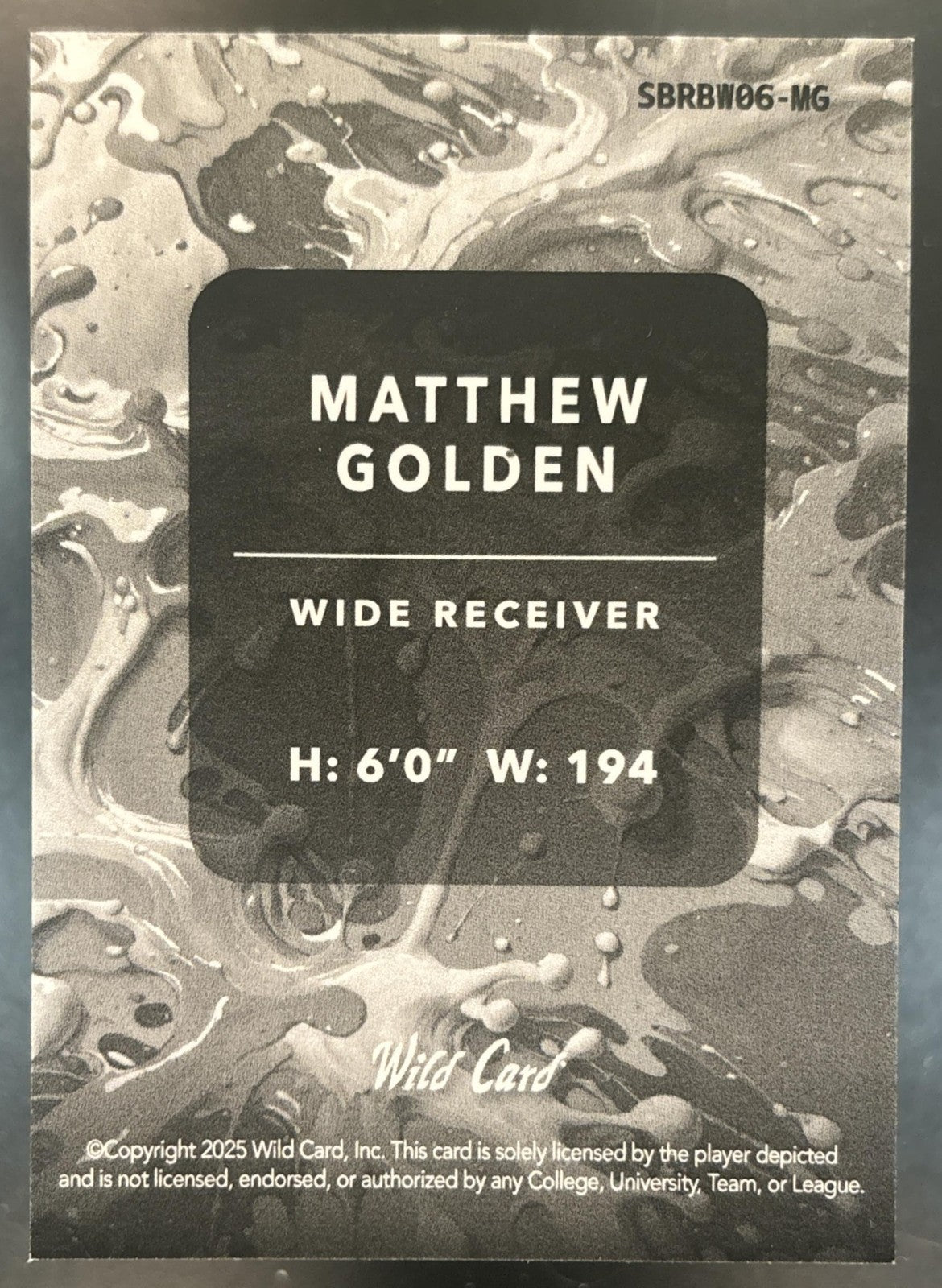 2025 Wild Card Splat Hobby Matthew Golden Balloon Rainbow 1/1 Packers