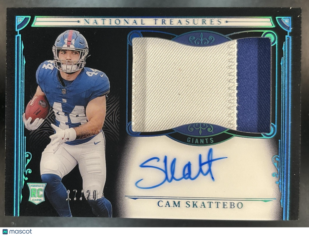 2025 National Treasures Cam Skattebo Rookie Patch Auto /20 #162 MEM RC Giants