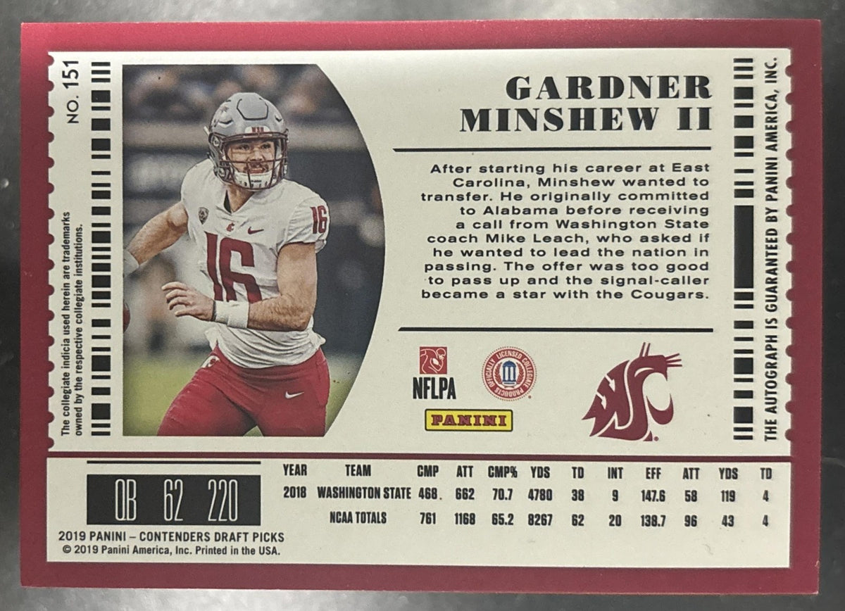 2019 Panini Contenders Draft Picks Collegiate Gardner Minshew II #151 RC Auto
