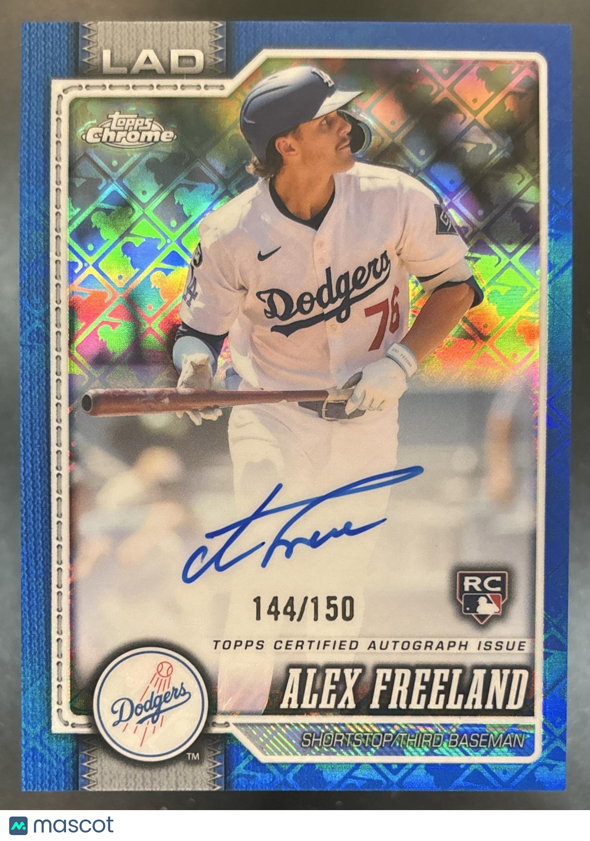 2026 Topps Chrome LogoFractor Alex Freeland Auto Blue /150 RC Dodgers