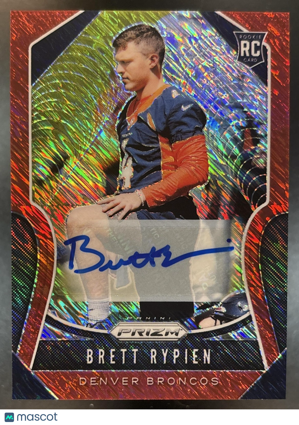 2019 Panini Prizm Brett Rypien Rookie Auto Red Shimmer /25 #374 RC Broncos