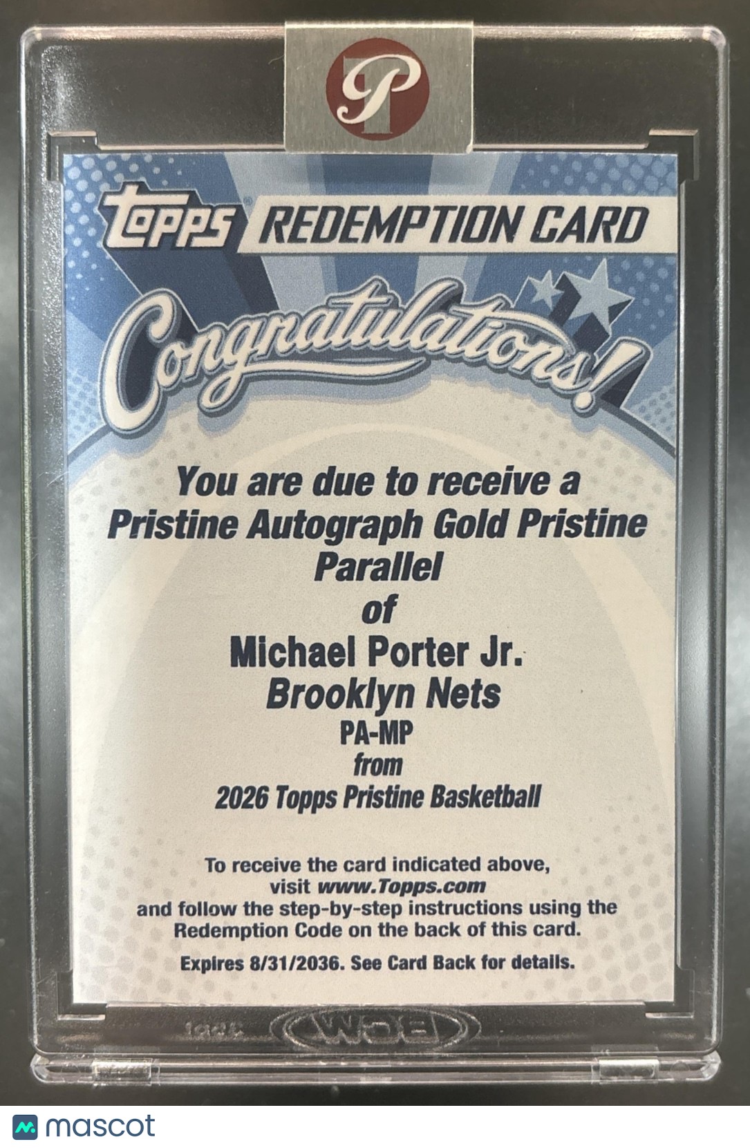 2025-26 Topps Pristine Michael Porter Jr. Auto Gold REDEMPTION /50 Brooklyn Nets