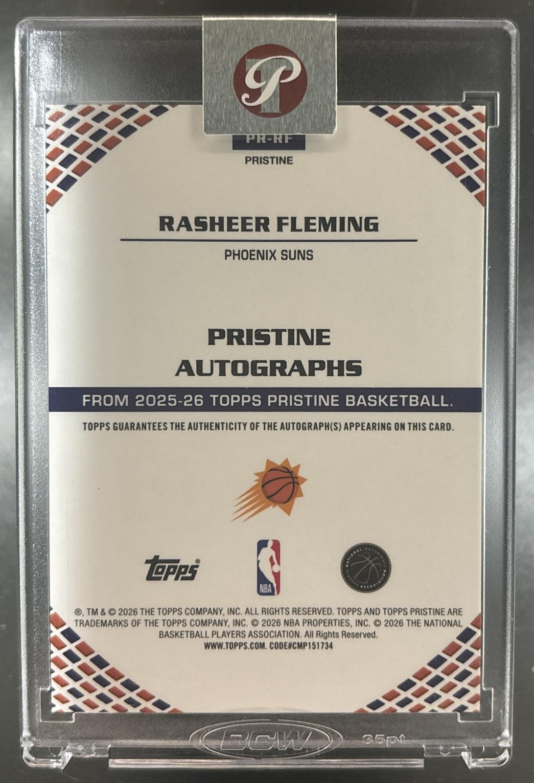 2025-26 Topps Pristine Rasheer Fleming Auto Green /150 #PR-RF RC Phoenix Suns